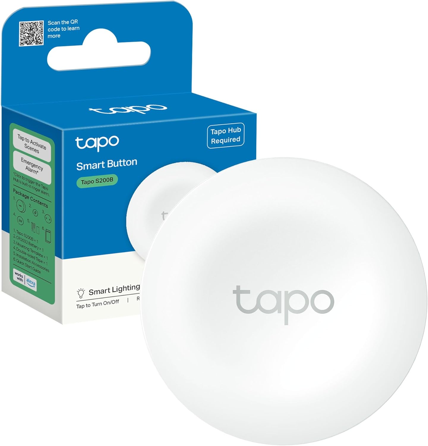 Tapo Smart Button, One-Click Alarm, Lighting Control, Customized Actions, Smart Doorbell, Magnetic Mounting, Battery Included, Easy Installation, Multiple Locations Control, Tapo Hub Required