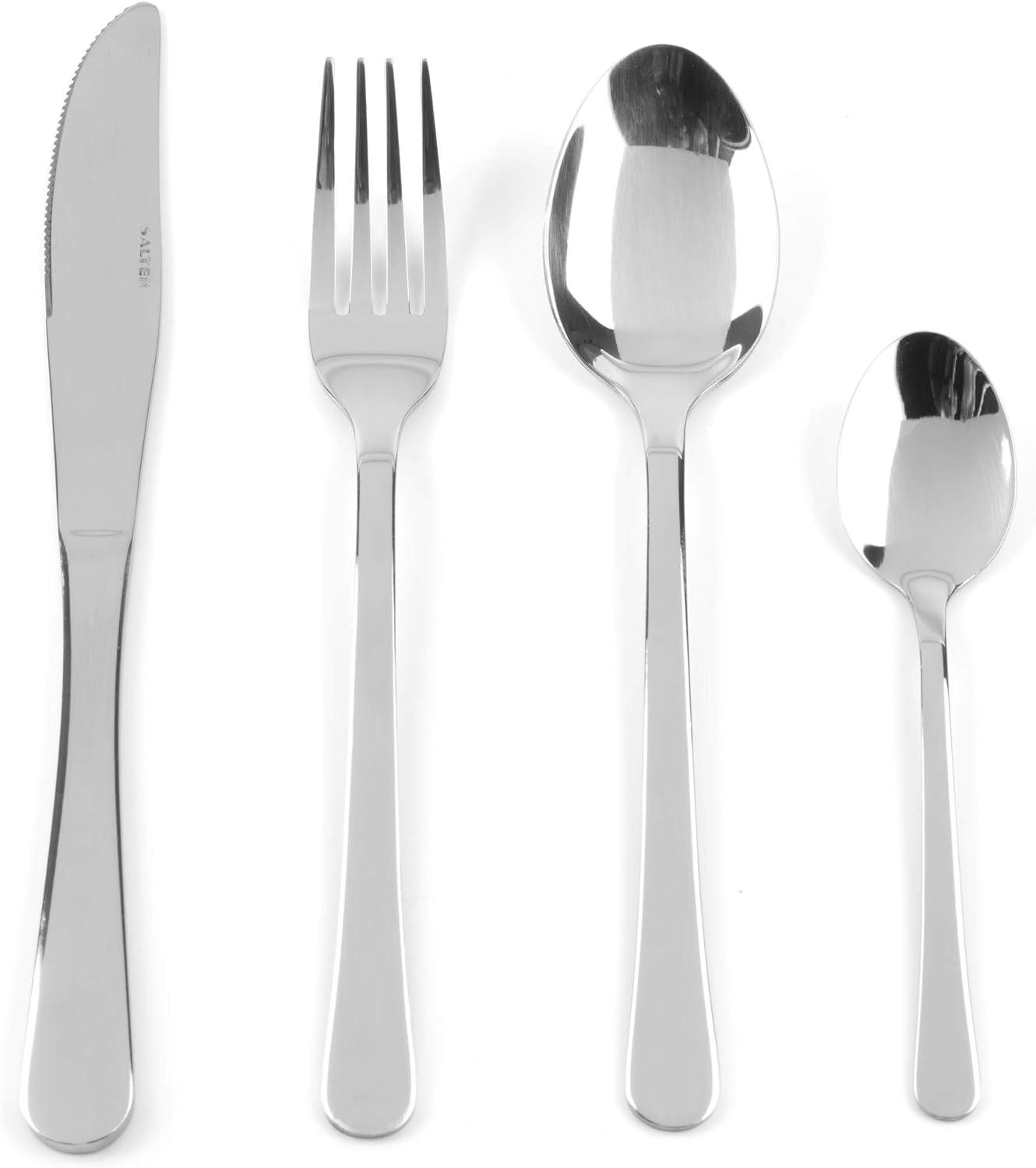 Salter Bakewell 16-Piece Cutlery Set – Stainless Steel Silverware, Flatware Service for 4, Includes Knives, Forks, Tablespoons and Teaspoons, Dishwasher Safe Tableware Set, Mirror Polished