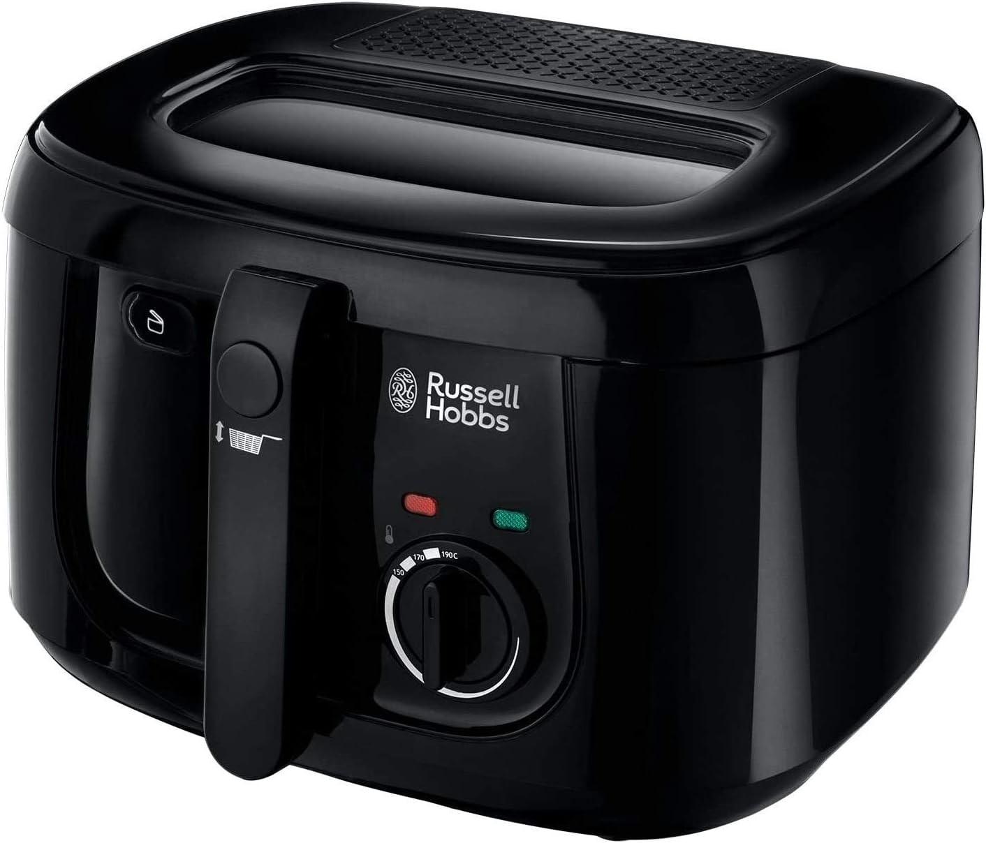 Russell Hobbs Electric Deep Fat Fryer, 2.5L capacity/can cook 1kg food, Carbon odour filter, Large observation window, Non-stick coated pan, Adjustable thermostat, Handle lift system, 1800W