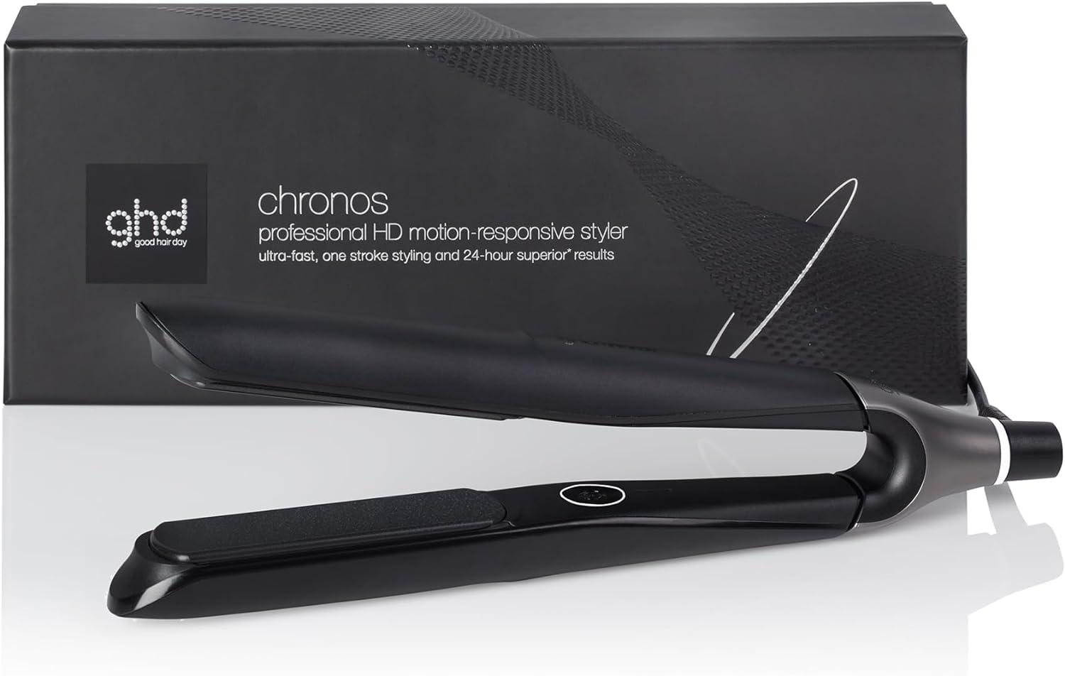 ghd Chronos Professional Styler, Black - Our Best Hair Straightener, One Stroke High-Definition Results That Last 24hrs, 3X More Breakage Protection, 2X Less frizz, 20 sec Heat up, 10 min Sleep Mode