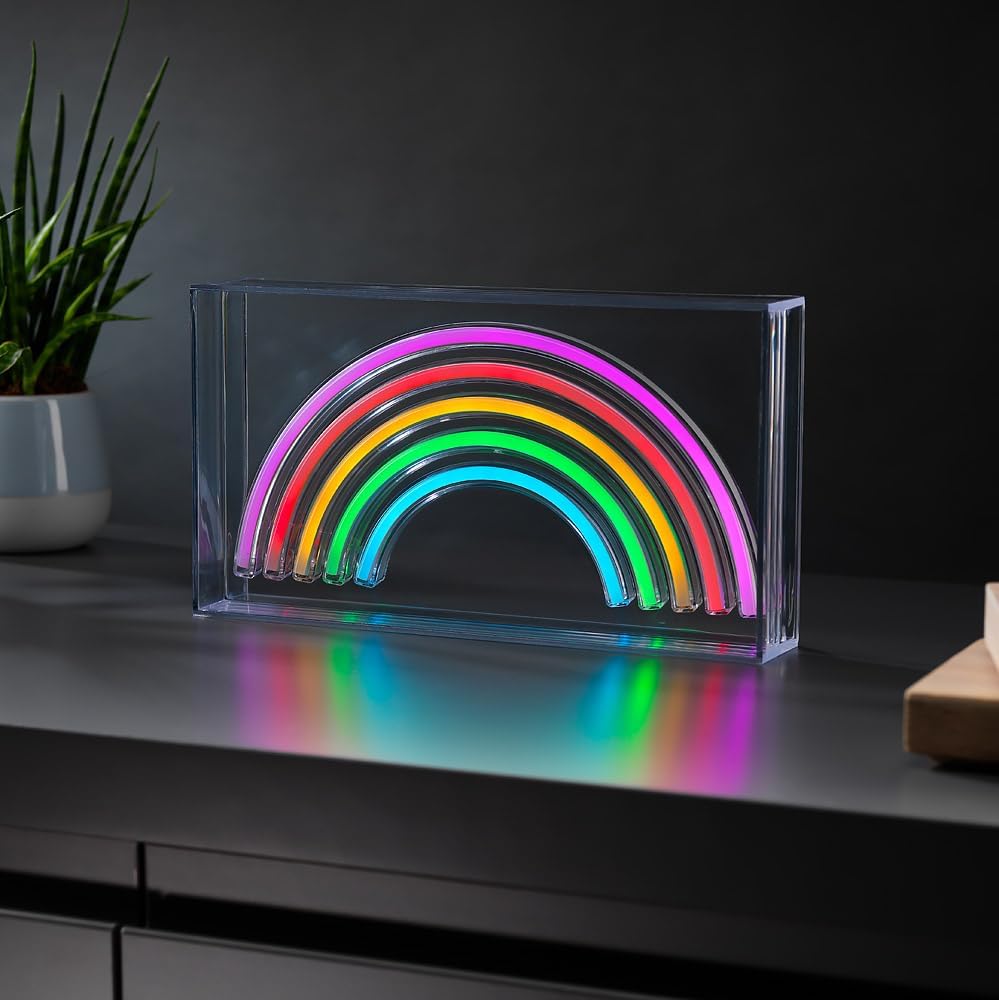 Rainbow Neon Light - Neon Effect Lightbox USB LED Multicolour Desk Lamp