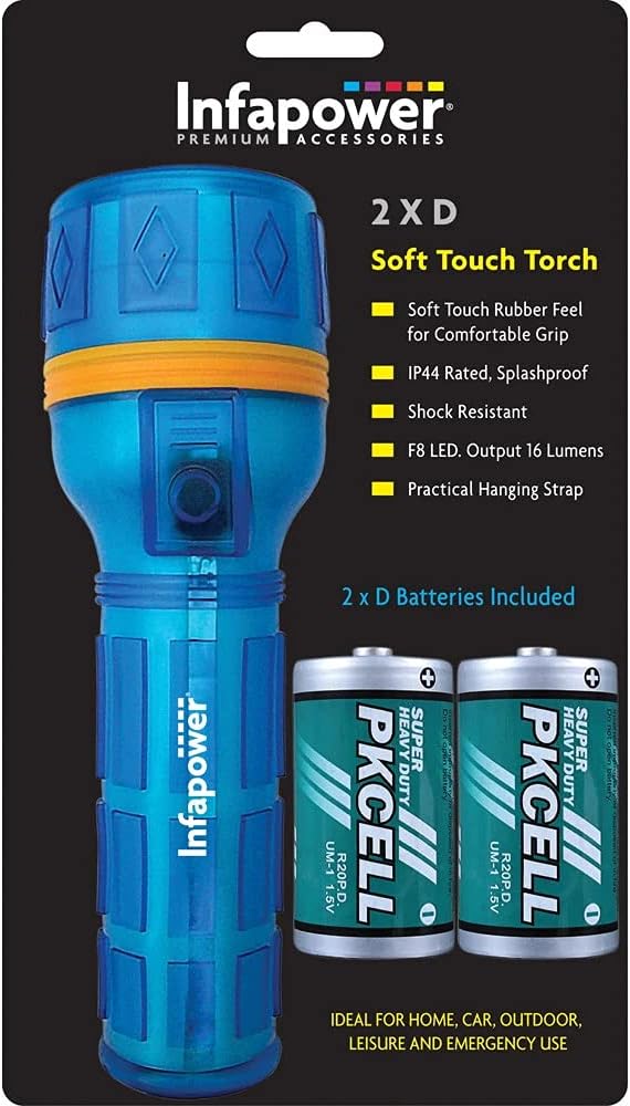Infapower Splashproof Soft Touch Torch Rubber Extra Bright F8 LED Torch with Shock Resistance