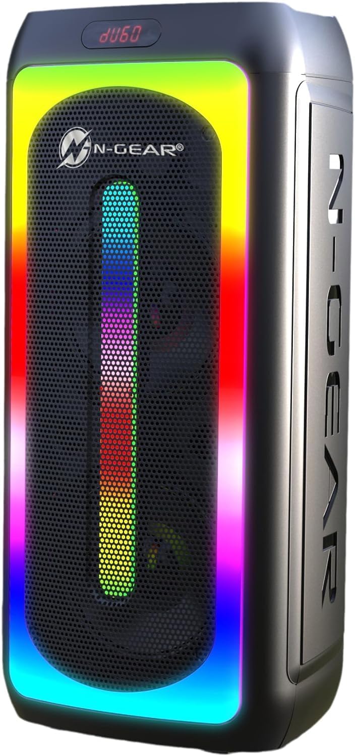 N-Gear Let's Go Party Juke 808 - Powerful Bluetooth Speaker - 500 Watt TWS Party Box with Illuminated 2 Microphones Included - 6 Hours of Listening Time