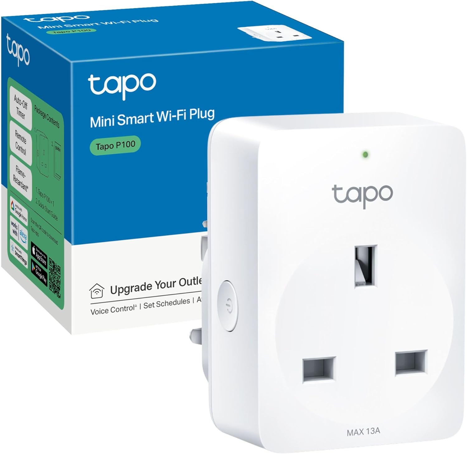 Tapo Smart Plug, Wi-Fi Plug, App Remote Control, Alexa Plug, Voice Control with Alexa & Google, Away Mode, Scheduling & Timer, Device Sharing, Easy Quick Set Up, Multiple Safety