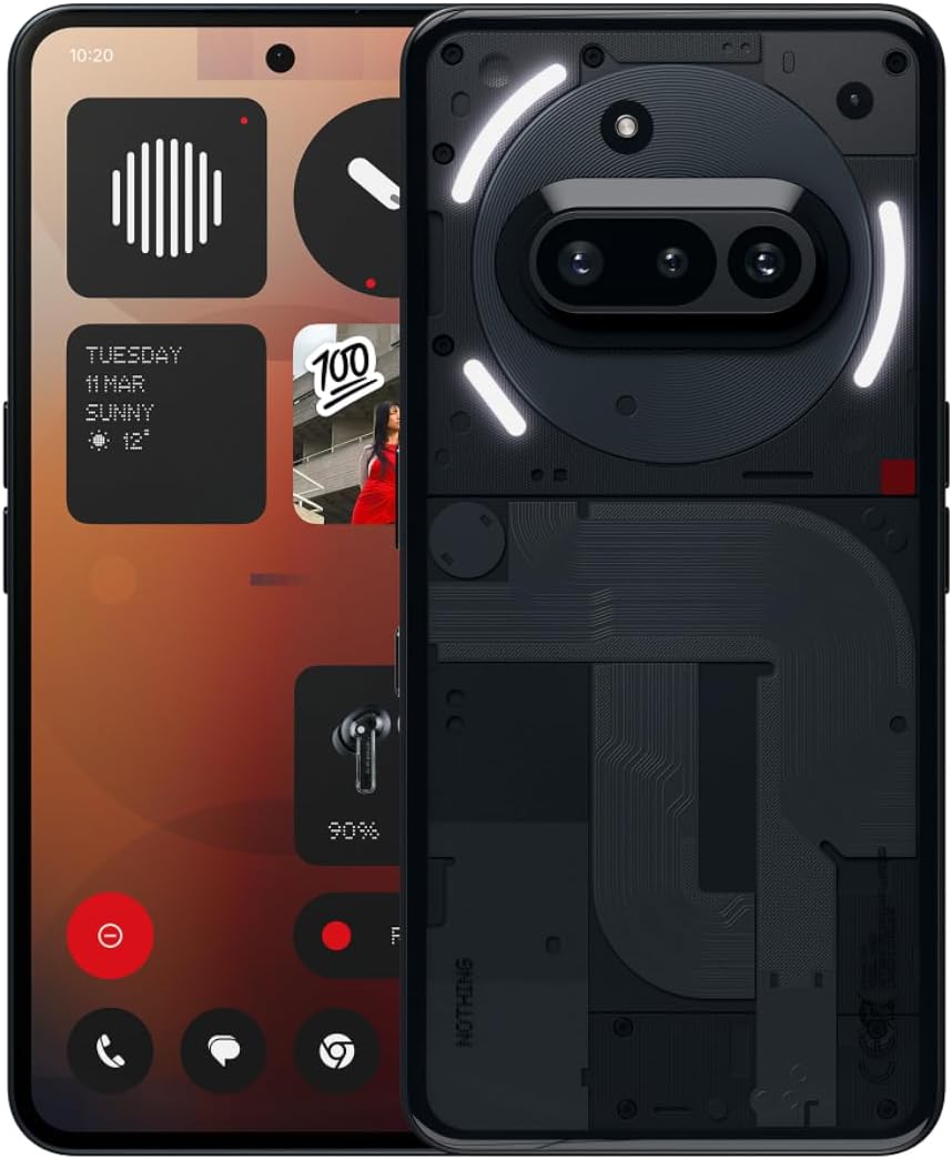 Nothing Phone (3a) - Black, 256 GB, mobile phone with 32 MP front camera, 30x ultra zoom, 50W fast charging and 6.77" FHD+ flexible AMOLED display