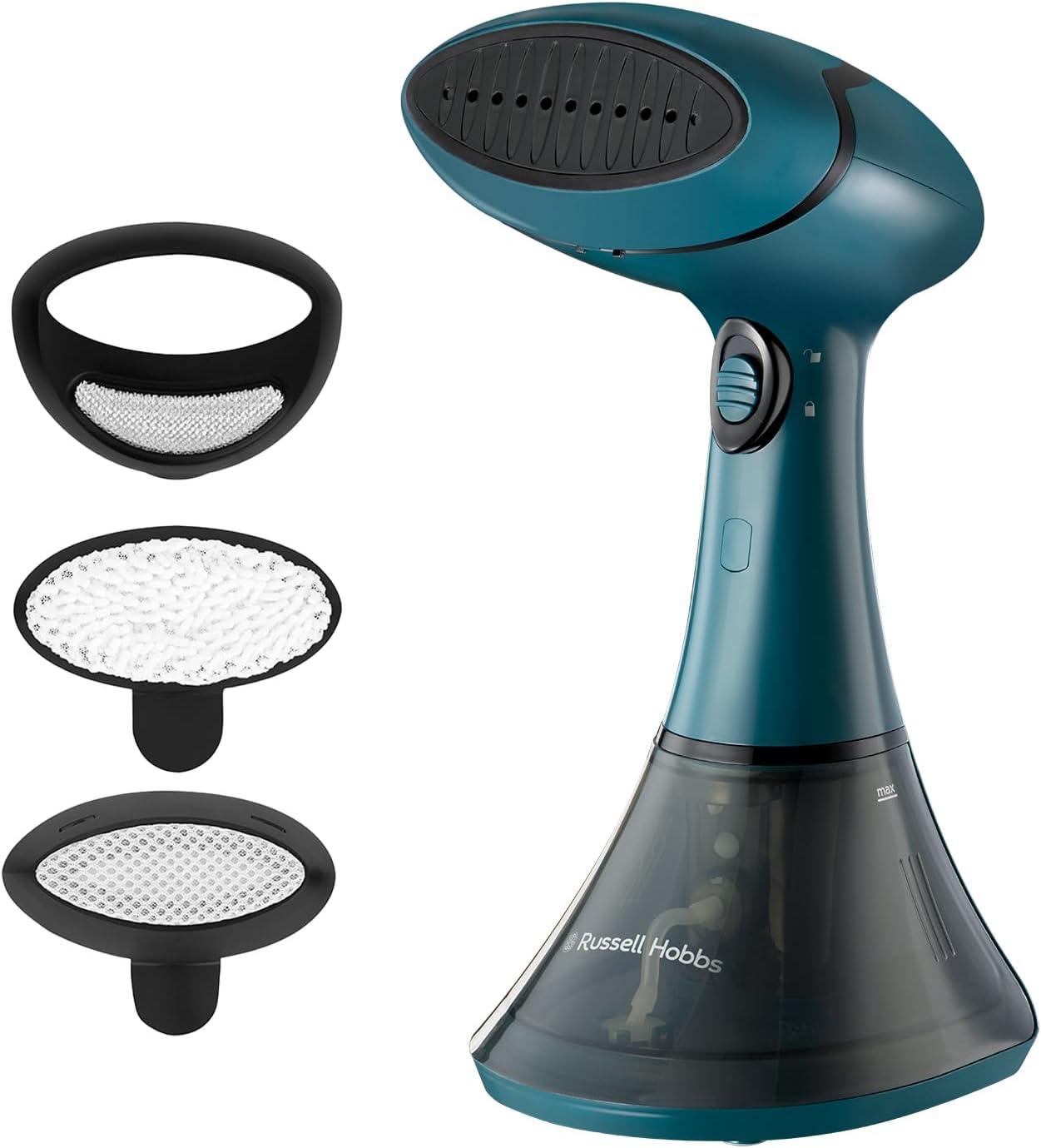 Russell Hobbs Steam Genie Handheld Clothes Steamer, No Ironing Board Needed, Ready to Use in 45s, Power Indicator, Auto-Off, 200ml Removable Water Tank, 3 Attachments, 7m Steam Time, 1600W