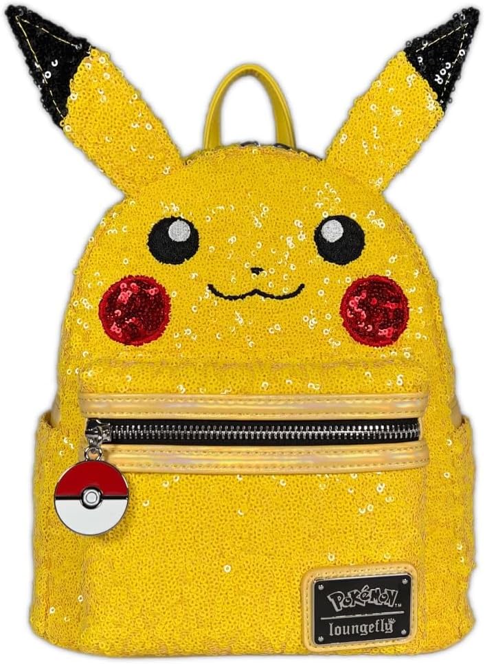 Loungefly Pokemon Pikachu Sequin Mini Backpack, Premium Vegan Leather