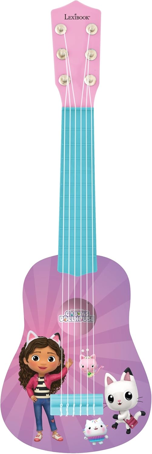 Gabby's Dollhouse, My first guitar for children, 6 nylon strings, 53 cm / 21'', Guide included, Pink