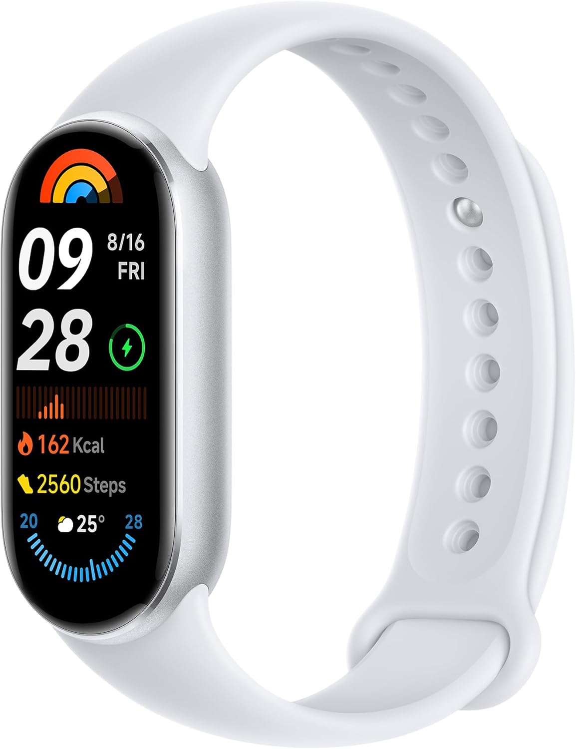 Xiaomi Smart Band 9 Glacier Silver, 1.62" Amoled Display, 233 mAh Battery, up to 21 Days of Battery Life, Over 150 Workout Modes, BT 5.4, 50M Water Resistant