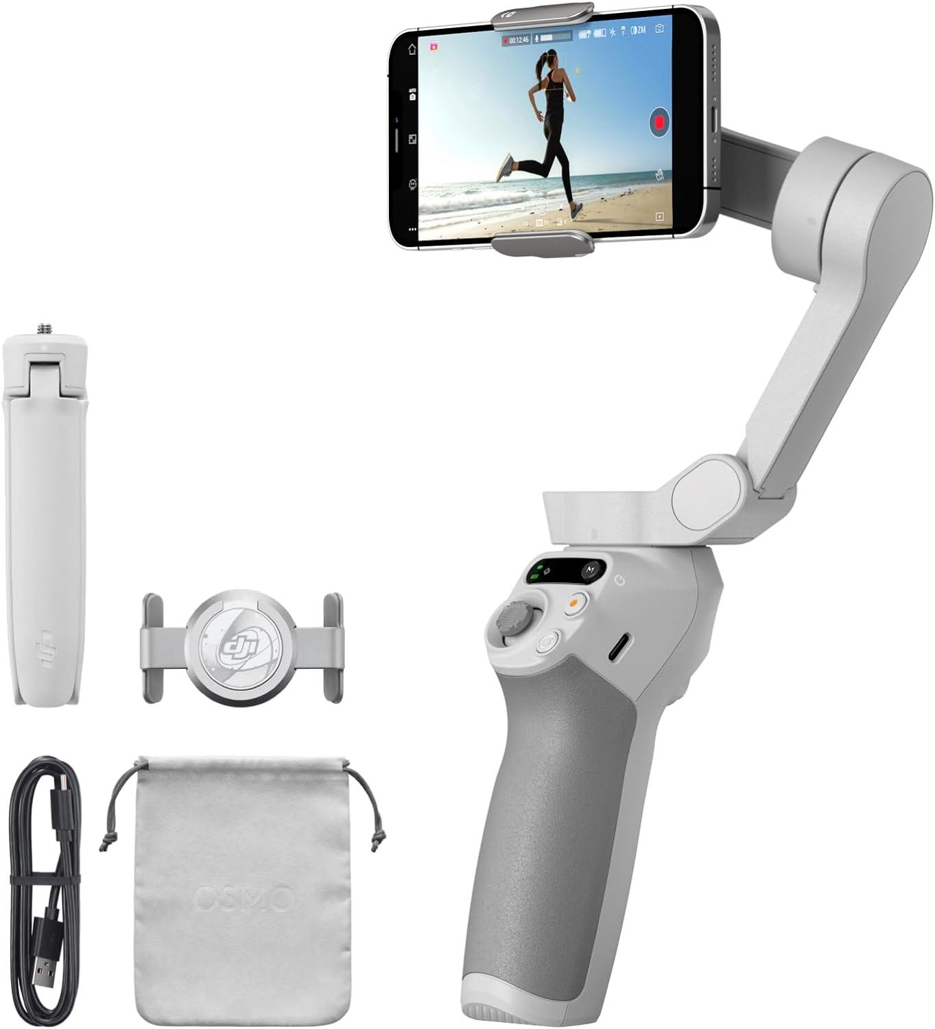 DJI OSMO Mobile SE Intelligent Gimbal, 3-Axis Phone Gimbal, Portable and Foldable, Android and iPhone Gimbal with ShotGuides, Smartphone Gimbal, Vlogging Stabilizer, YouTube and TikTok Videos