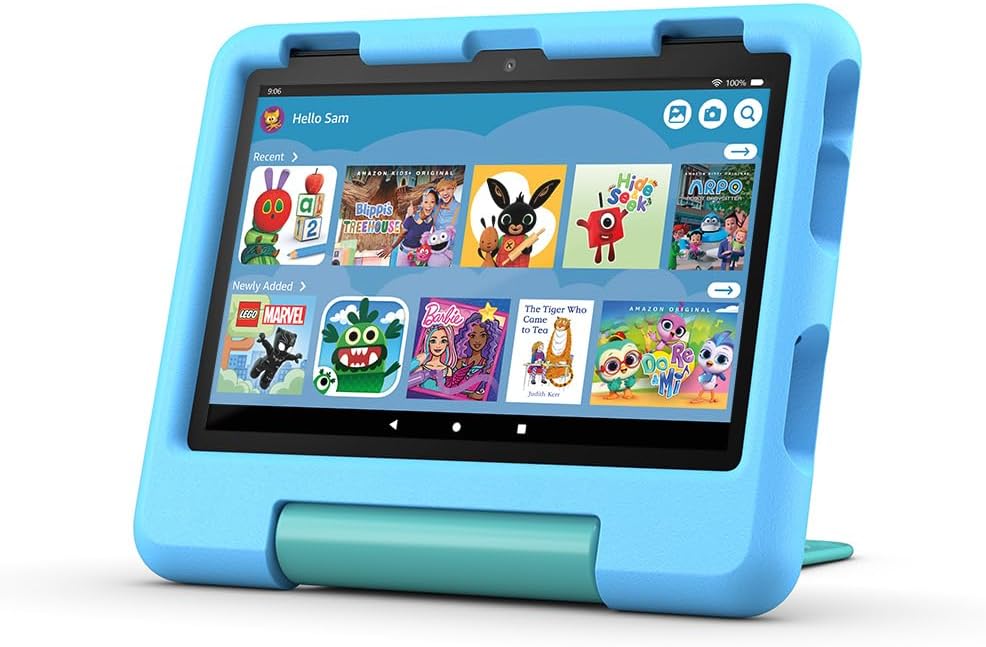 New Amazon Fire HD 8 Kids tablet, ages 3–7 | 3 GB memory, ad-free content with parental controls included, 13-hr battery, 32 GB, Blue, (2024 release)