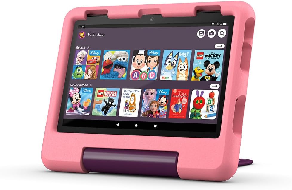 New Amazon Fire HD 8 Kids tablet, ages 3–7 | 3 GB memory, ad-free content with parental controls included, 13-hr battery, 32ؘ GB, Disney Princess, (2024 release)