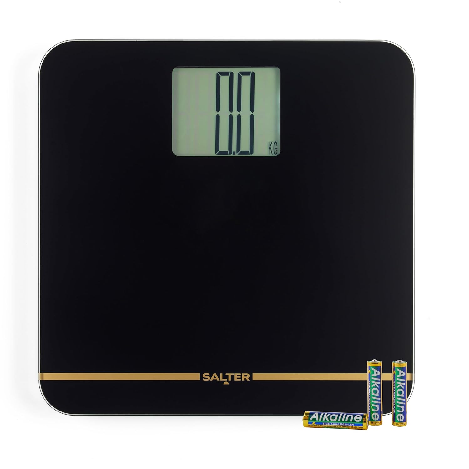 Salter Max Digital Bathroom Scale – Supersize LCD Display, 250 kg/550 lbs, Large Platform, Easy Read LCD Display, Carpet Feet & Batteries Included, Instant Readings, Weight Measurements, Black