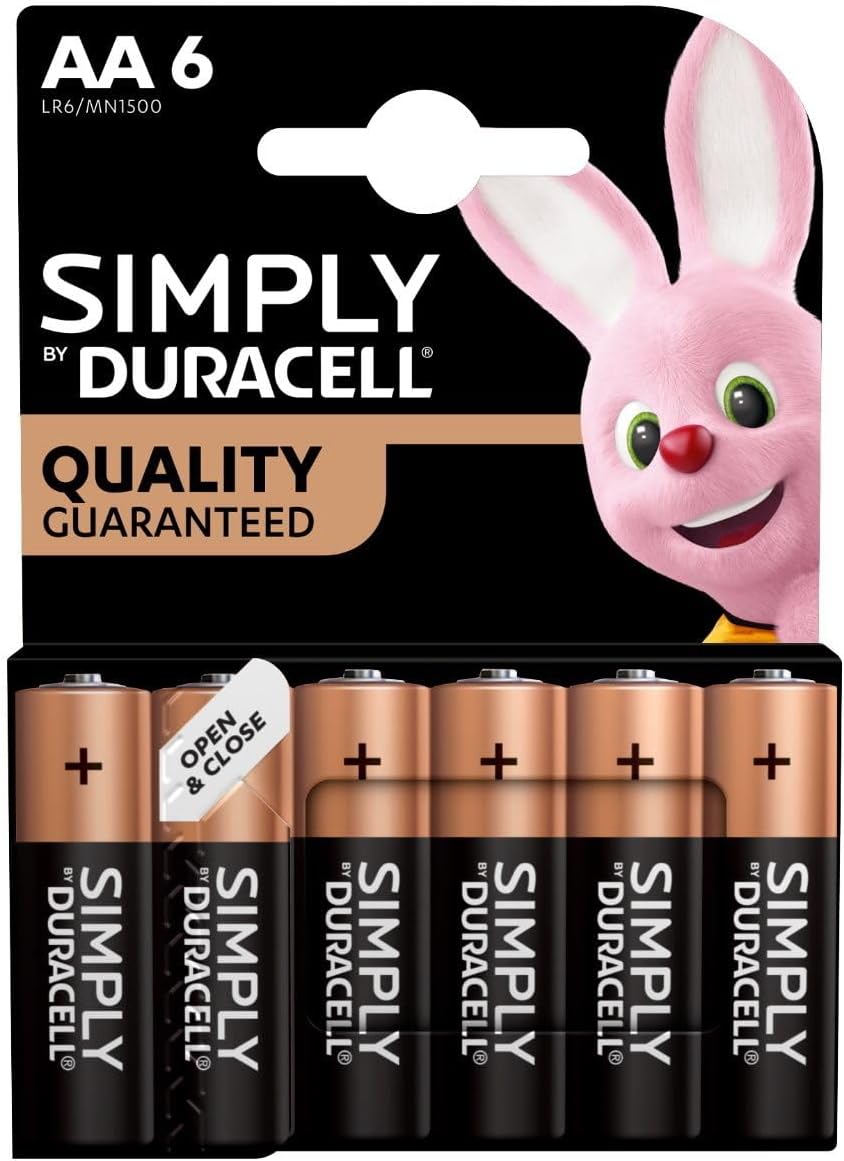 Duracell Simply Alkaline Pack of 6 AA Batteries