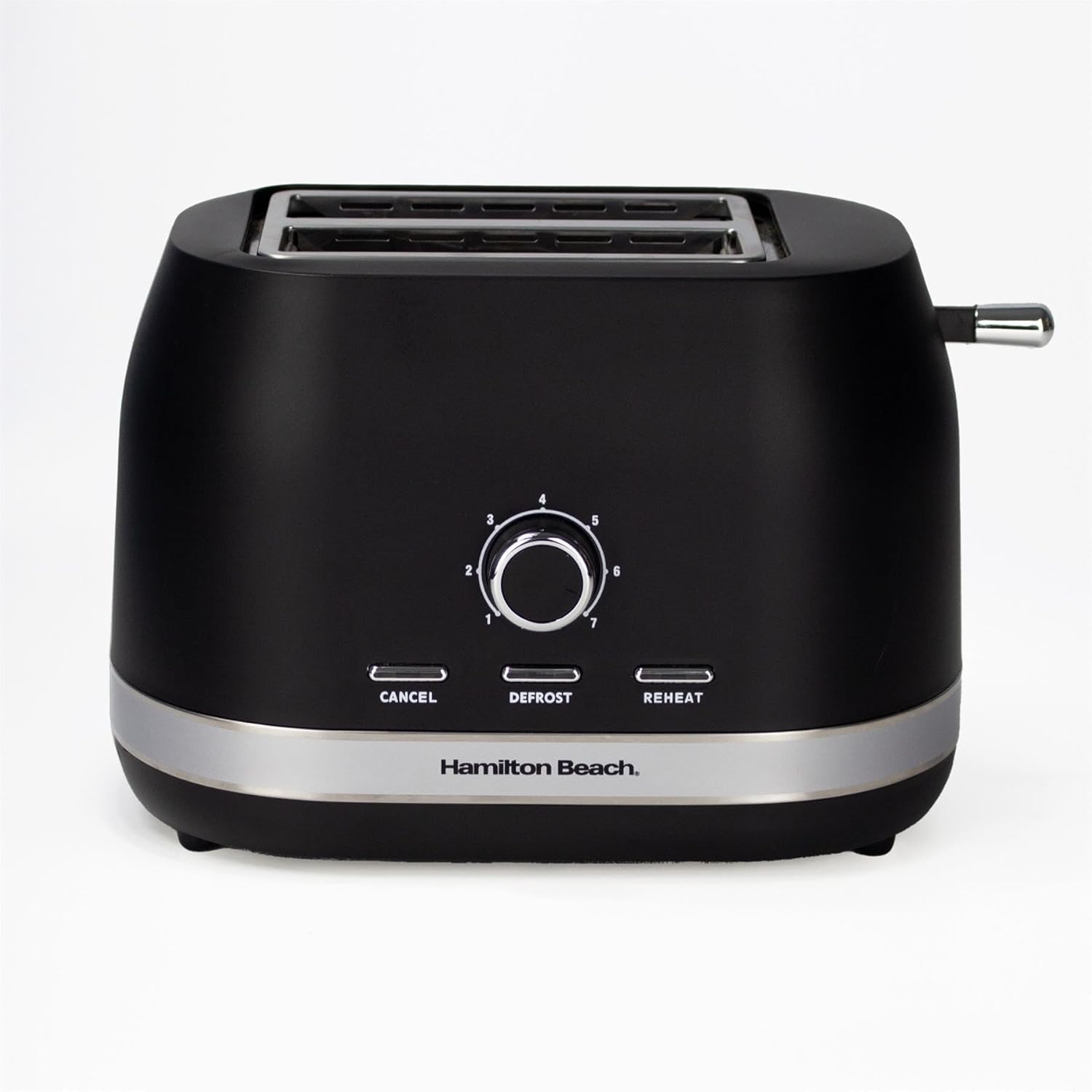 Hamilton Beach Toaster 2 Slice, Ella, 800W, Wide Slots, 7 Variable Browning Levels, Defrost, Cancel & Reheat Settings, Removable Crumb Tray, Integrated Cord Storage, Matte Black Toaster