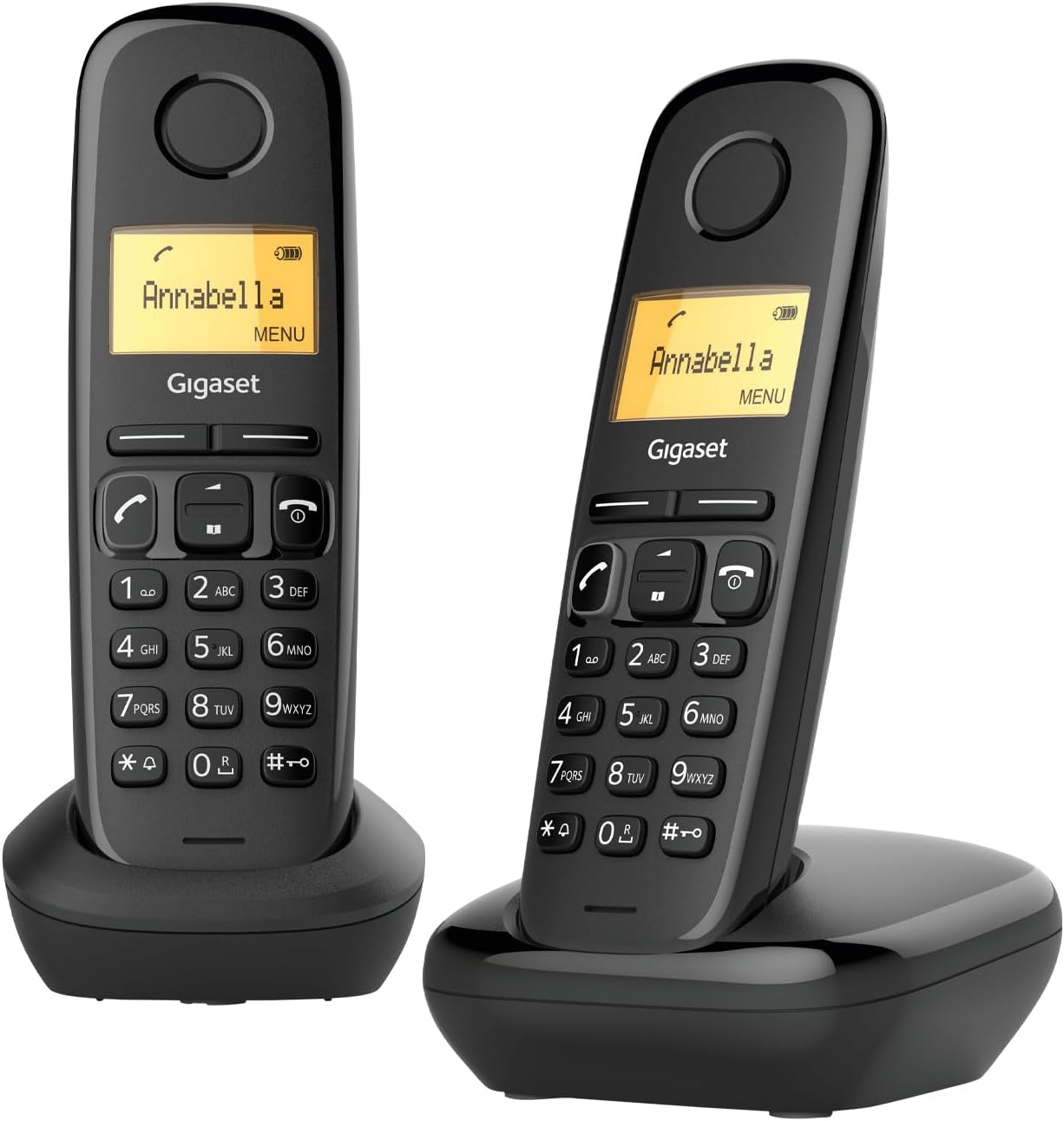 Gigaset A170 Duo - Two Handsets - Cordless DECT Telephone - Illuminated Graphic Display - Simple Installation, Black