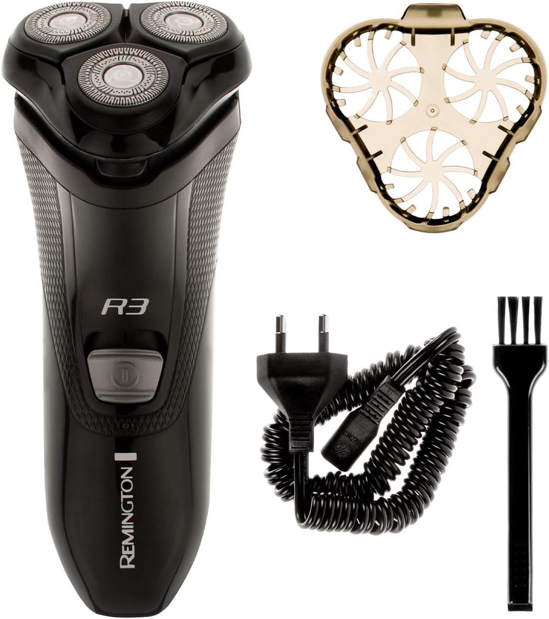 Remington Mens Electric Rotary Shaver R3 (Dual Track Blades, Flexing Blades and Pivoting Neck, Pop-up Trimmer, 40mins Corded Usage, 3-Day Stubble Styler Guard, Cleaning Brush)