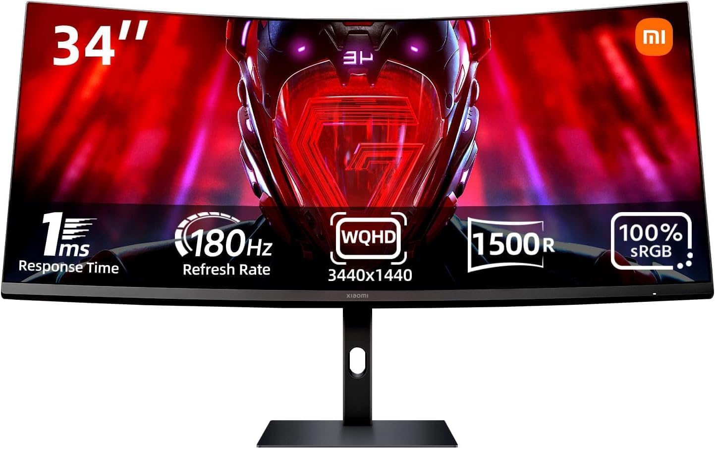 Xiaomi Curved Gaming G34Wqi Monitor 34" Wqhd Ips 1Ms 180Hz Rgb Freesync
