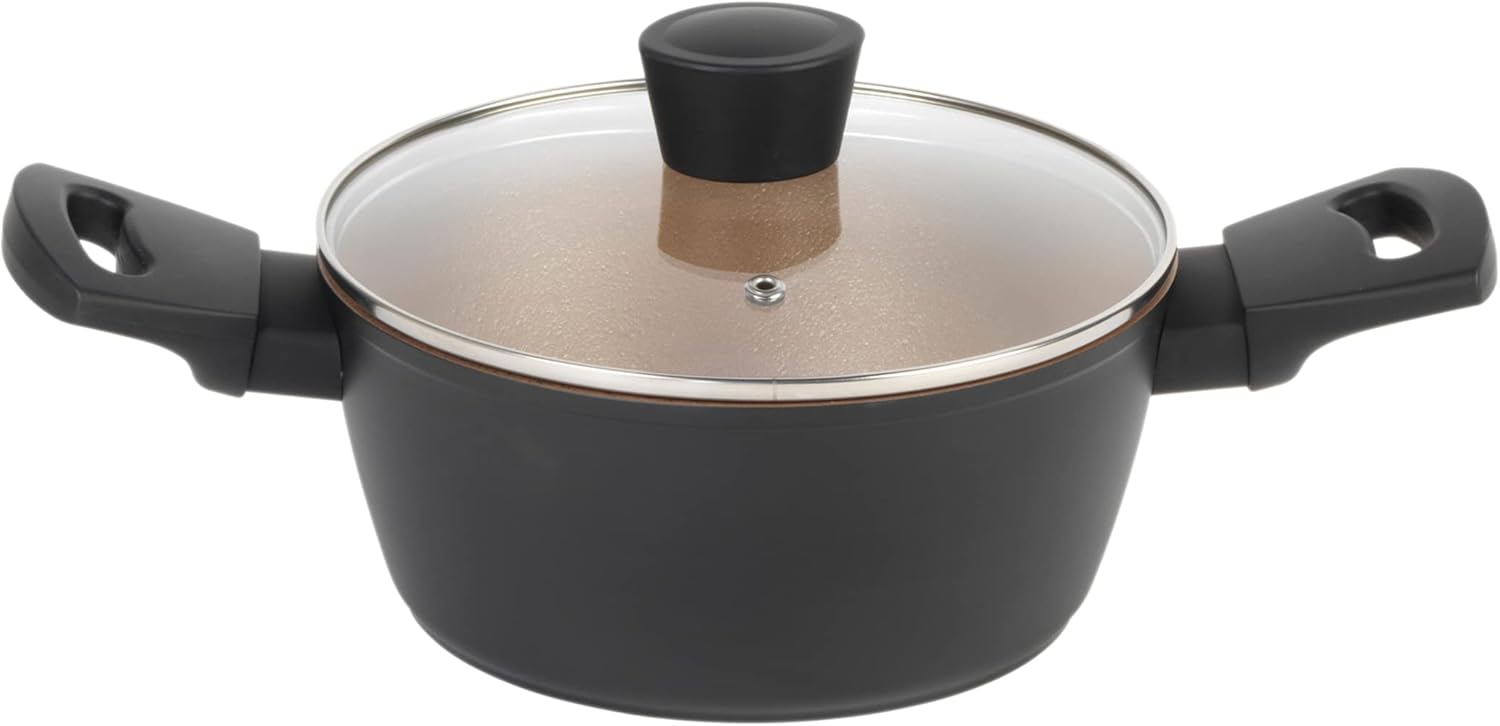 Russell Hobbs Opulence 20cm Stockpot - Non-Stick Casserole Pot with Tempered Glass Lid, Induction Hob Suitable, Forged Aluminium Cookware, Dishwasher Safe, Metal Utensil Safe, Gold