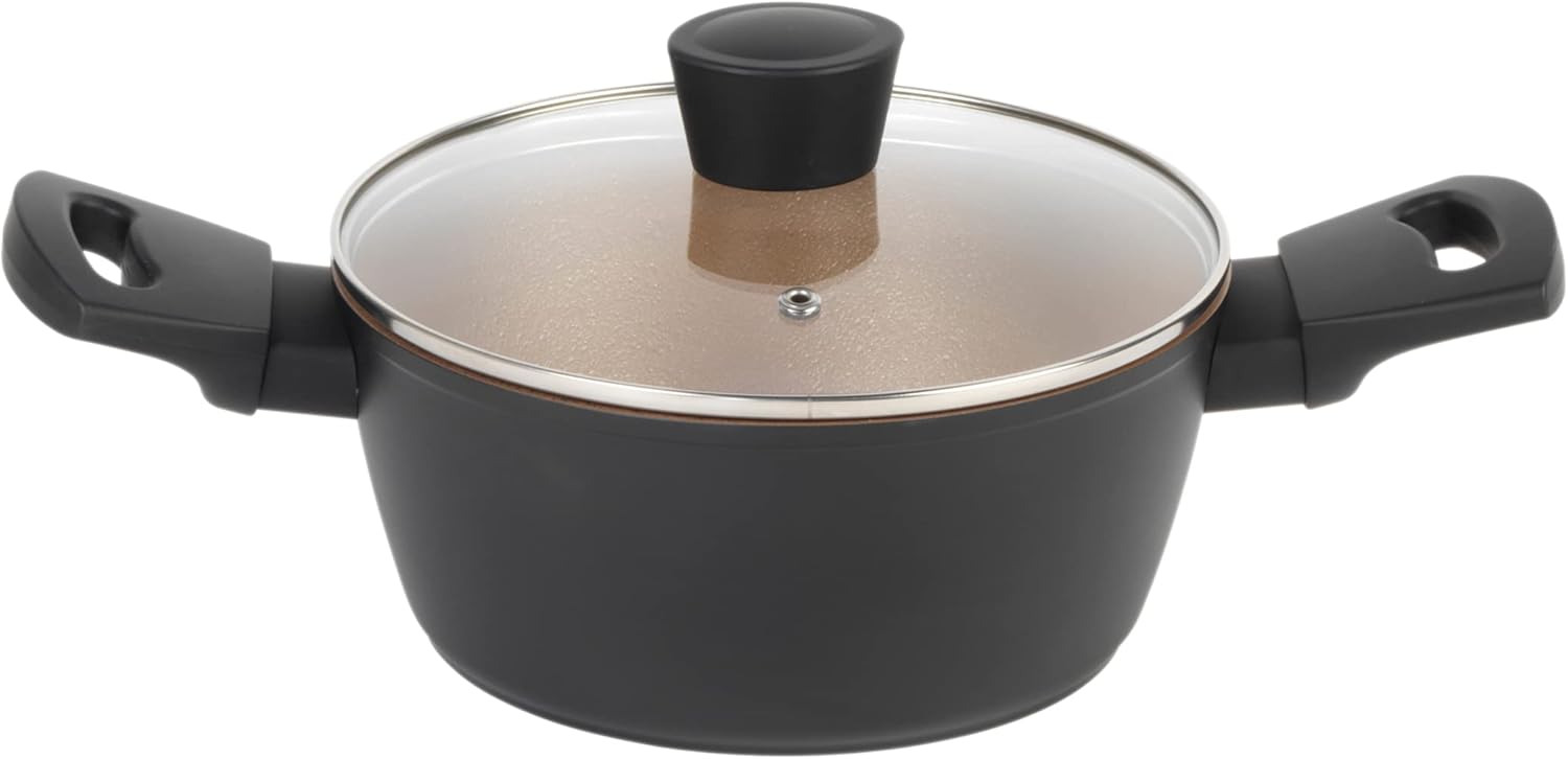 Russell Hobbs Opulence 24cm Stockpot - Non-Stick Casserole Pot with Tempered Glass Lid, Induction Hob Suitable, Forged Aluminium Cookware, Dishwasher Safe, Metal Utensil Safe, Gold