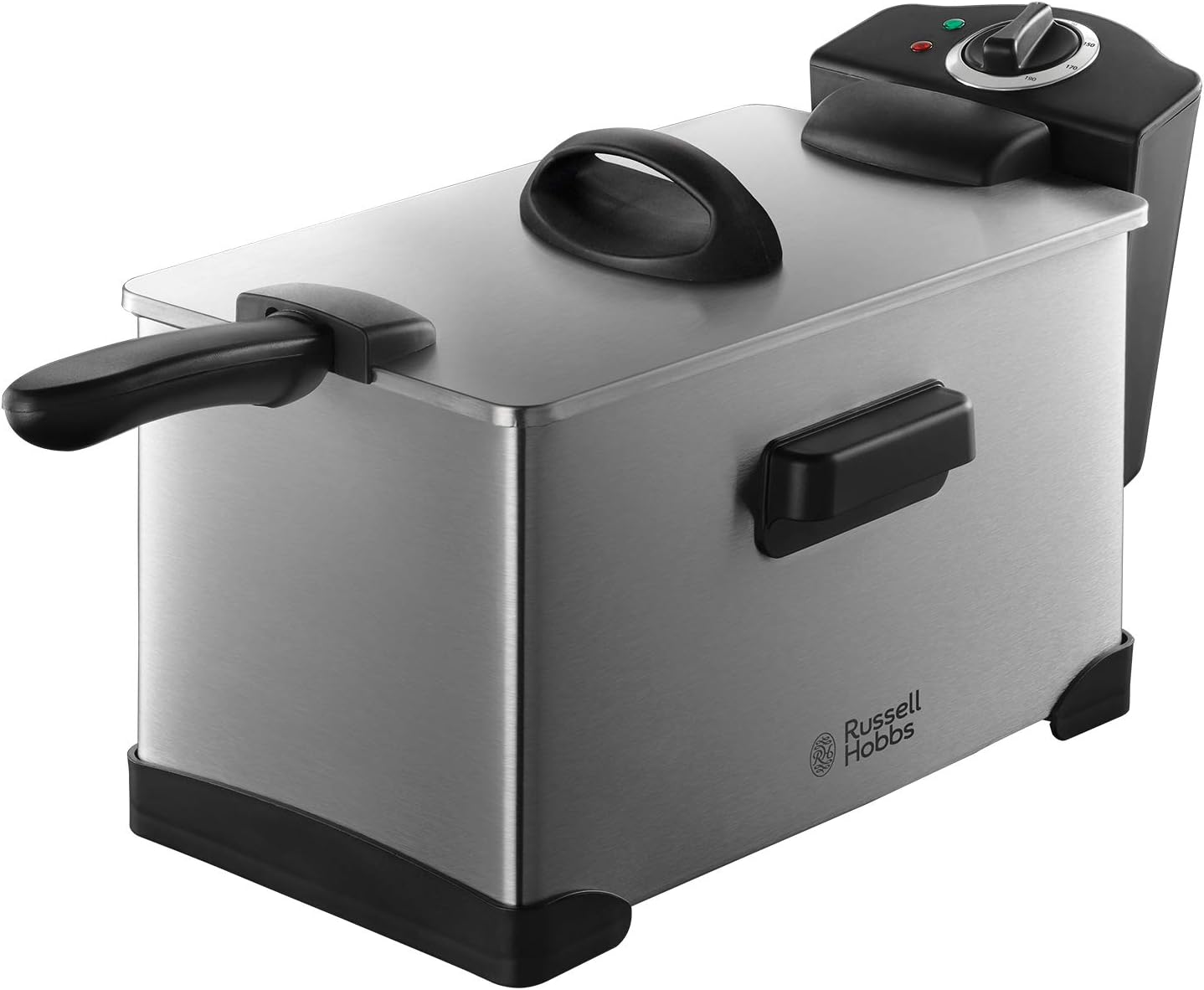 Russell Hobbs Electric Deep Fat Fryer, 3.2L capacity/can cook 1.2kg food, Brushed Stainless Steel housing & lid, Removable parts for easy cleaning, Variable temp control, 1800W
