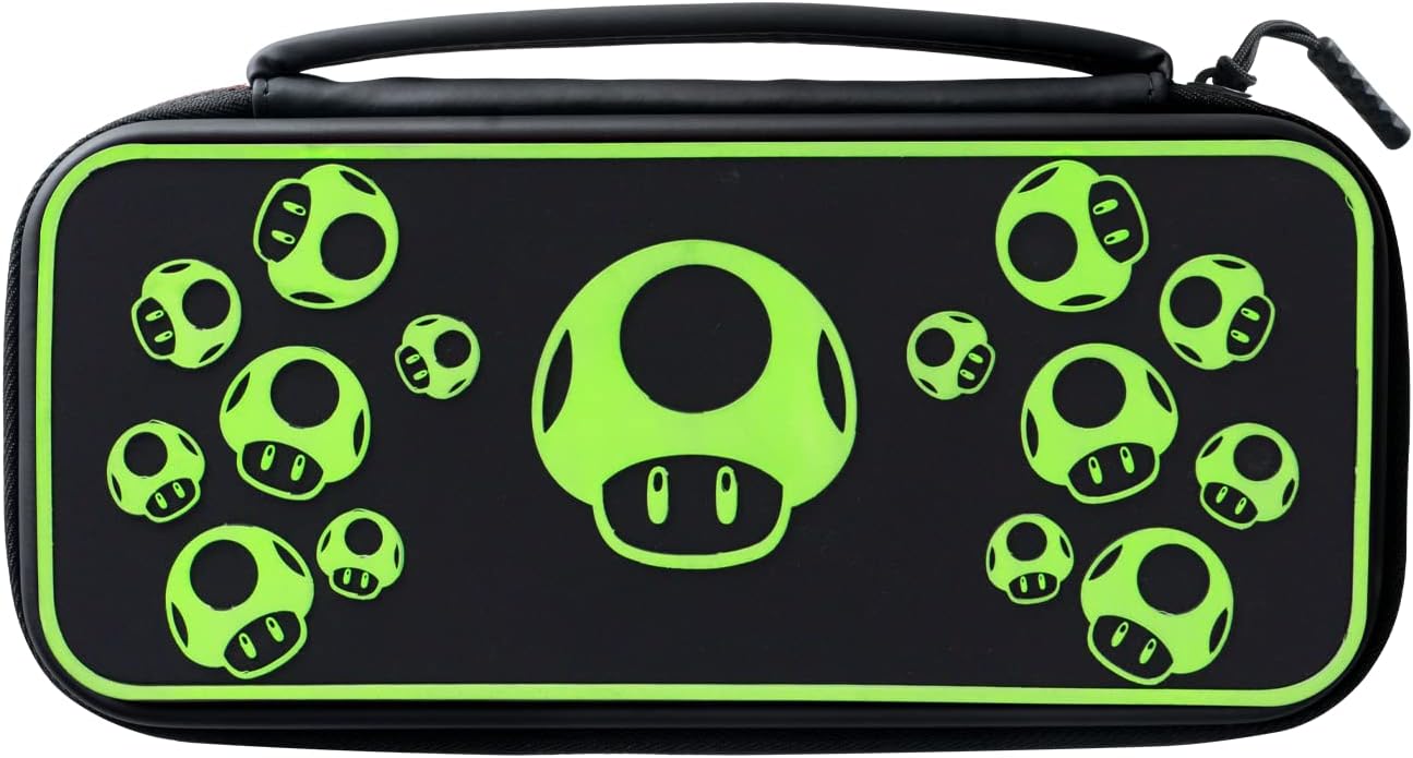 PDP Gaming Officially Licensed Switch Console Case - 1-UP Glow-in-the-dark - Works with Switch OLED & Lite