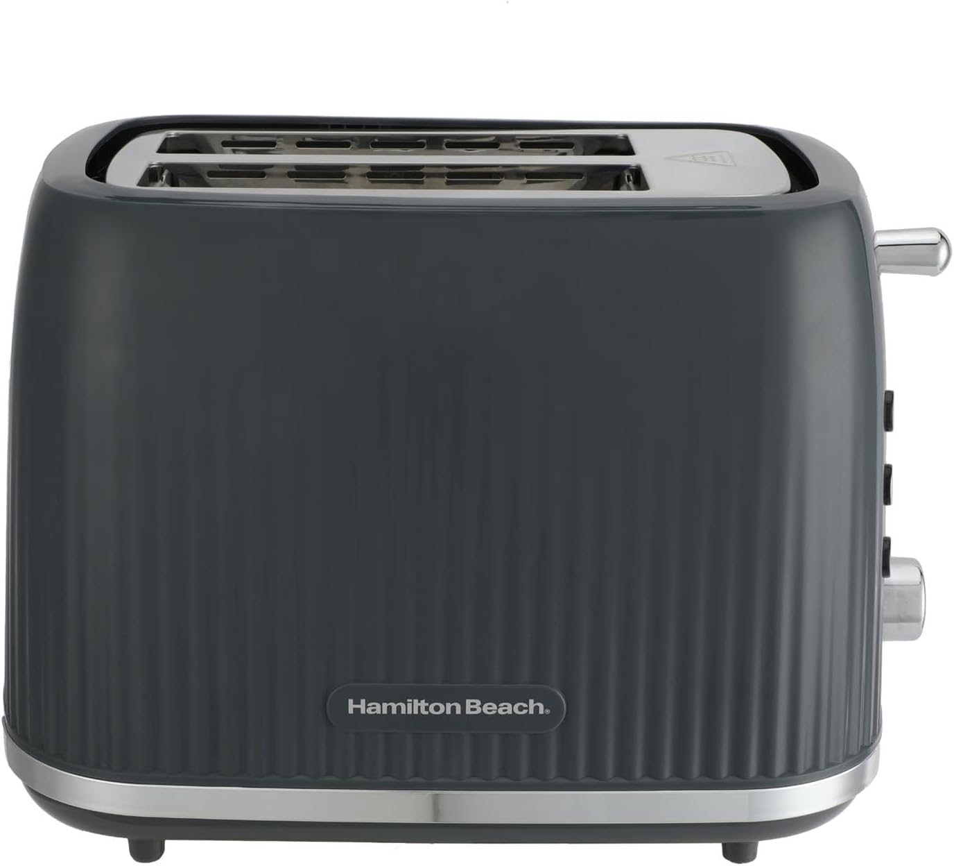 Hamilton Beach Toaster 2 Slice, Miami, 800W, Wide Slots, 7 Browning Levels, Defrost, Reheat & Cancel Functions, Removable Crumb Tray, Cord Storage, Charcoal Grey