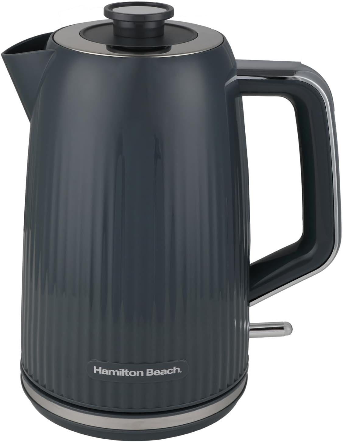 Hamilton Beach Electric Kettle, Miami, 1.7L, Boil Dry Protection, Auto Shut Off, Detachable Limescale Filter, 360° Swivel Base, Water Level Window, Charcoal Grey