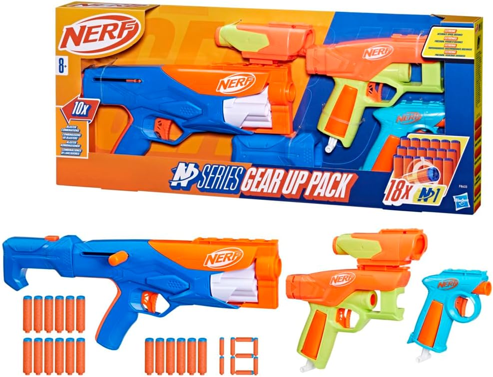 Nerf N Series Gear Up Pack, 3 x Blasters, 18 Nerf N1 Darts