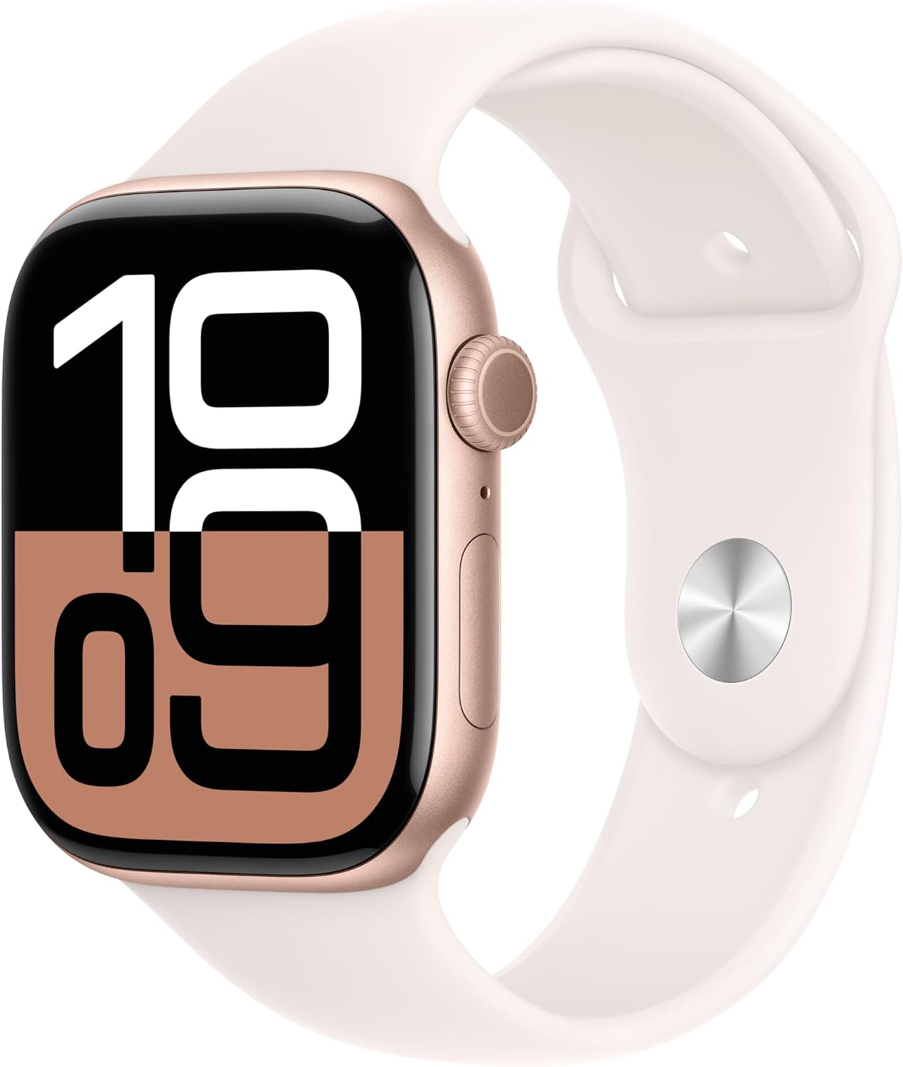 Apple Watch Series 10 GPS 42 mm Smartwatch with Rose Gold Aluminium Case with Light Blush Sport Band. Fitness Tracker, ECG App, Always-On Retina Display, Water Resistant