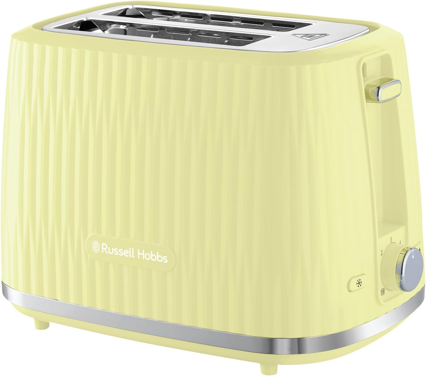 Russell Hobbs Eden 2 Slice Toaster (6 Browning settings, High lift feature, Frozen, reheat, cancel functions, Removable crumb tray, 800W, Lemon)