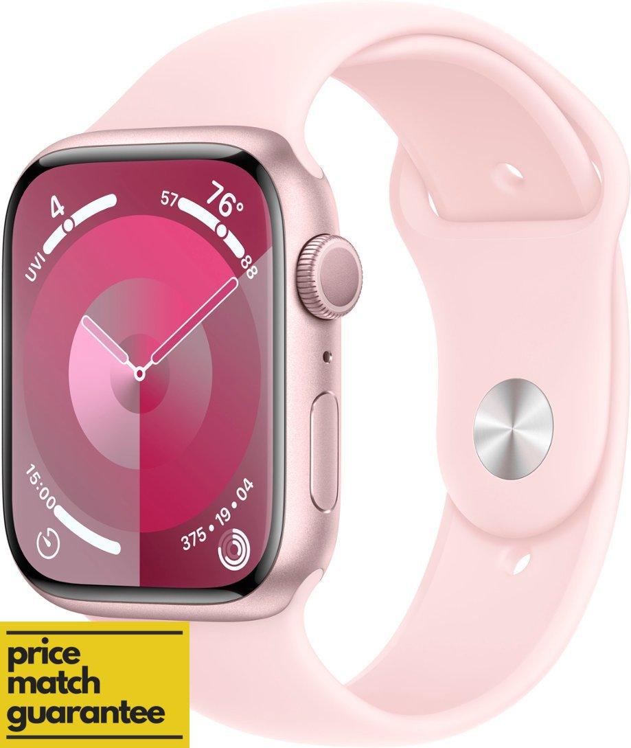 Silver apple watch shop with pink band