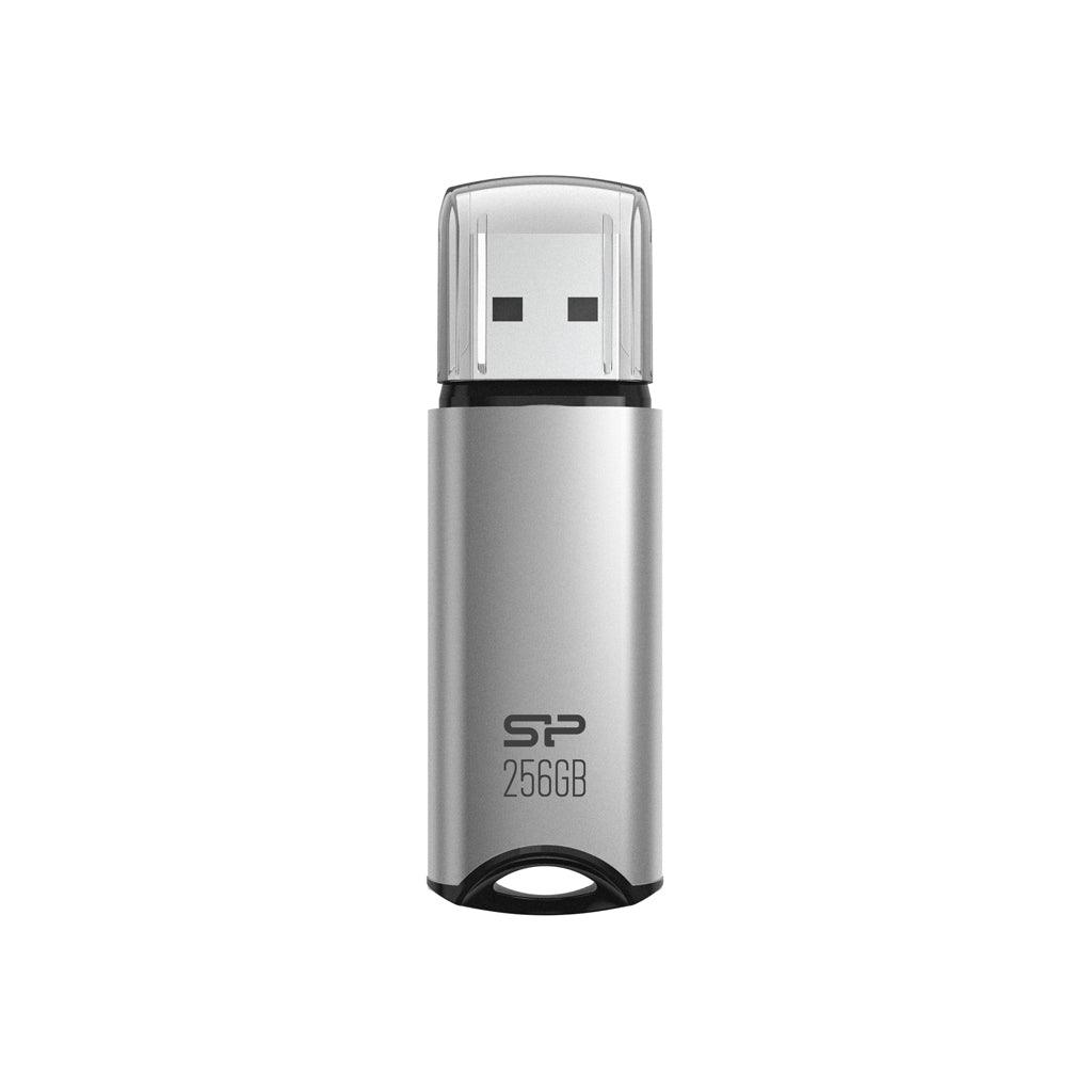 Silicon Power 256GB USB 3.0 Flash Drive, Aluminum Casing Built-in Strap Hole, USB 3.2 Gen 1 Pen Drive Memory Stick, Silver, Marvel M02 Series