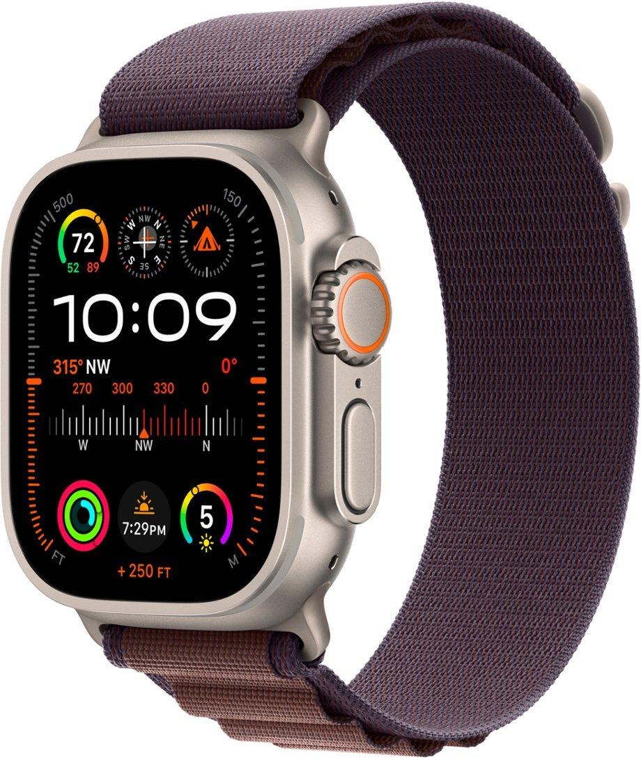 Apple Watch Ultra 2 (GPS + Cellular) 49mm Titanium Case with Indigo Alpine Loop - Titanium, Fitness Tracker, Precision GPS, Action Button, Extra-Long Battery Life