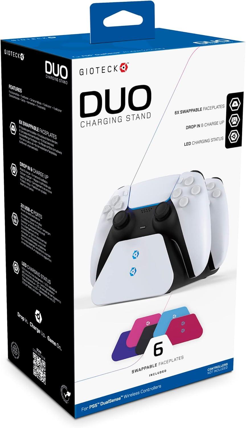 Gioteck DUO Charging Stand For PS5 DualSense Wireless Controllers With Interchangable Faceplates (6)