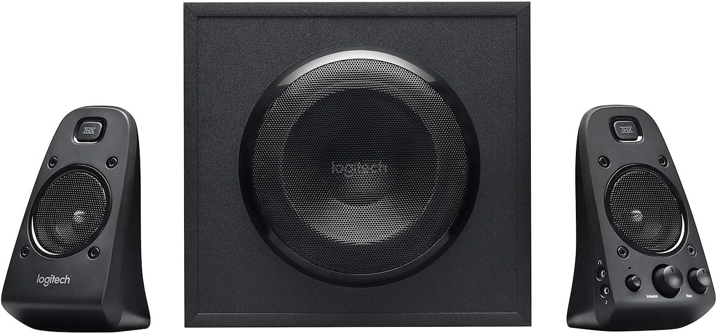 Logitech Z623 THX 2.1 Speaker System with Subwoofer, THX Certified Audio, 400 Watts Peak Power, Deep Bass, Multi Device, 3.5mm & RCA Inputs, UK Plug, PC/PS4/Xbox/DVD Player/TV/Smartphone/Tablet, Black