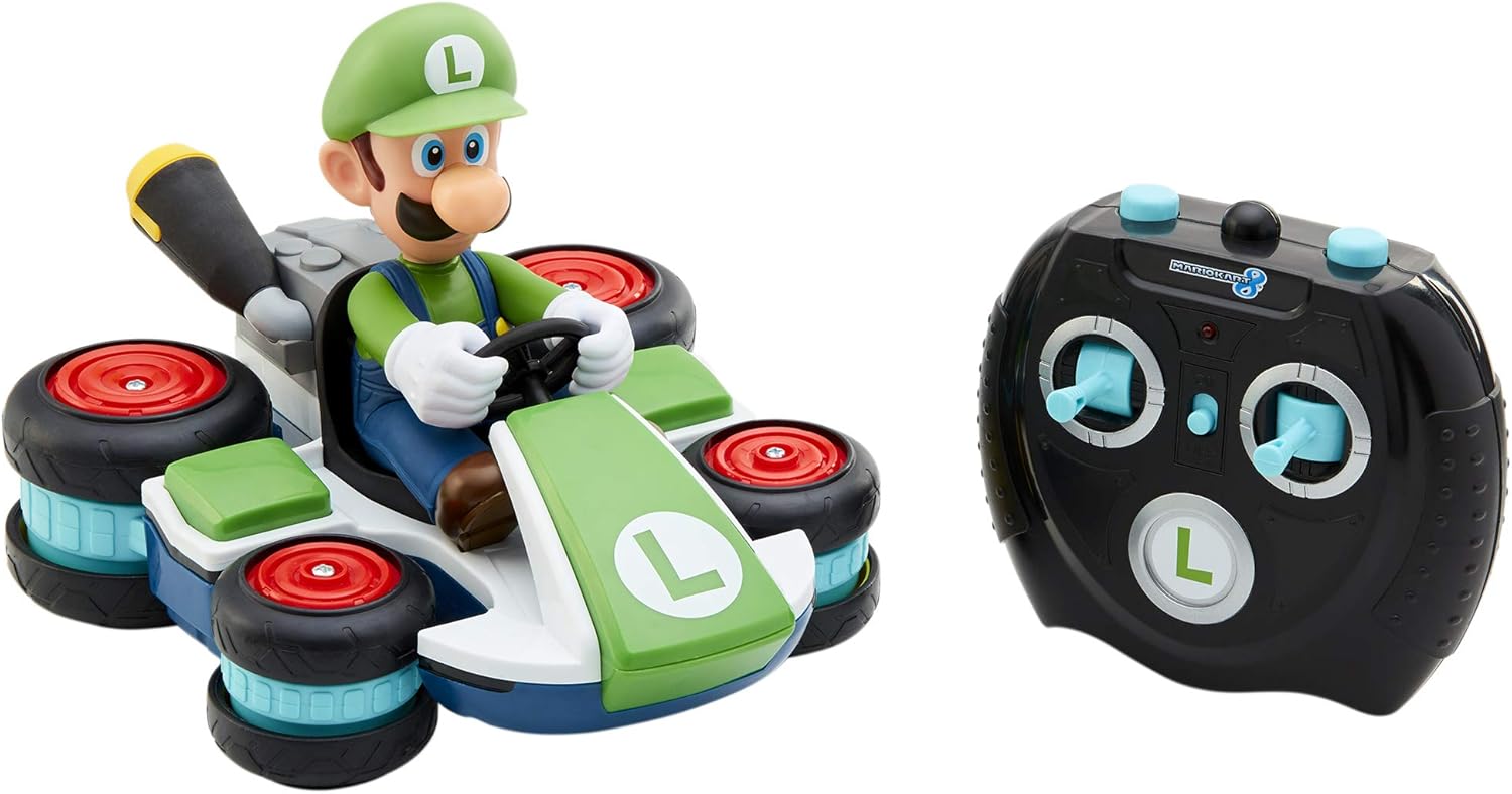 Nintendo Super Mario Kart 8 Luigi Anti-Gravity RC Racer, Official by Jakks Pacific, 360 spins, wheelies and drift! - Up to 100 ft. Range