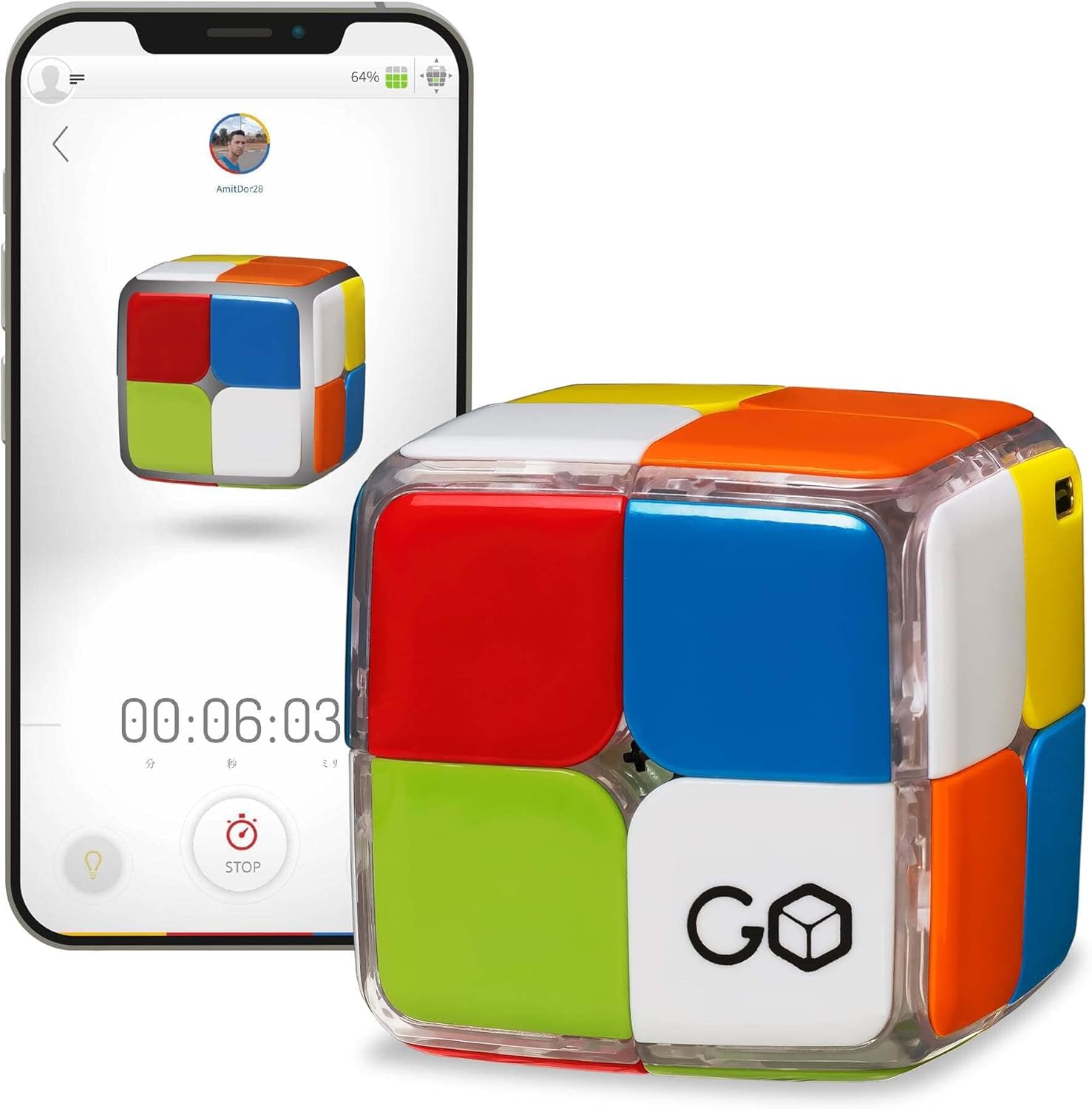 GoCube 2x2 - The First Ever 2x2 Connected Cube That Allows You to Learn How to Solve The Cube! App-Enabled STEM Puzzle That Fits All Ages and Capabilities. Free App.