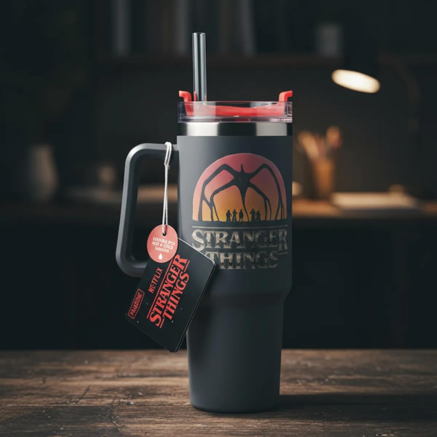 Stranger Things 5 Insulated Drinking Tunbler with Straw, 900 ml Capacity