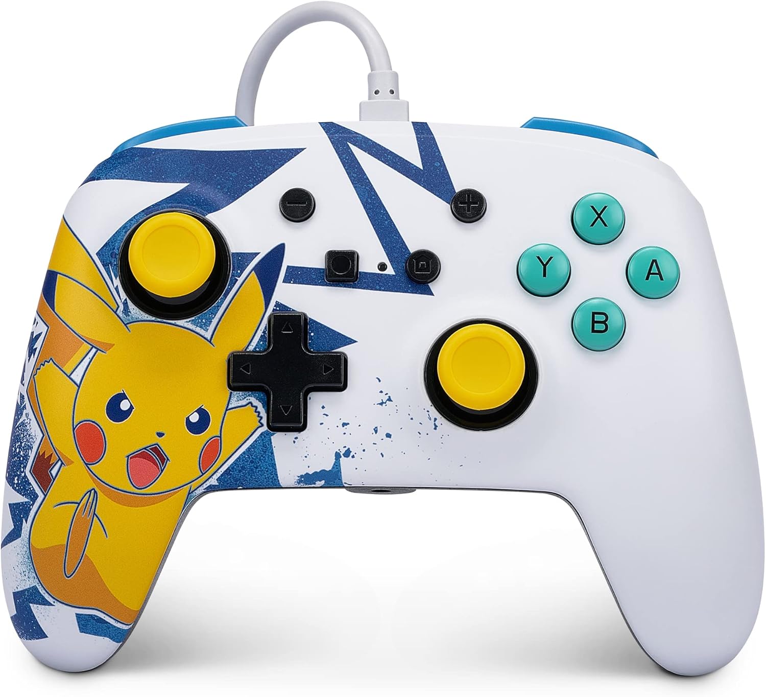 PowerA Enhanced Wired Controller for Nintendo Switch and Oled Model, Advance Gaming Buttons, 3.5mm Stereo Jack and Anti-Friction Rings, Officially Licensed: Pikachu High Voltage