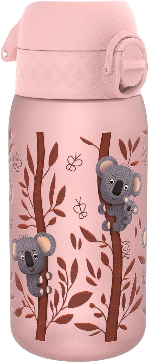 Ion8 Leak Proof Kids Water Bottle, Koalas, 350ml (12oz), Leak Proof, Easy to Open, Secure Lock, Dishwasher Safe, BPA Free, Carry Handle, Hygienic Flip Cover, Easy Clean, Odour Free, Carbon Neutral