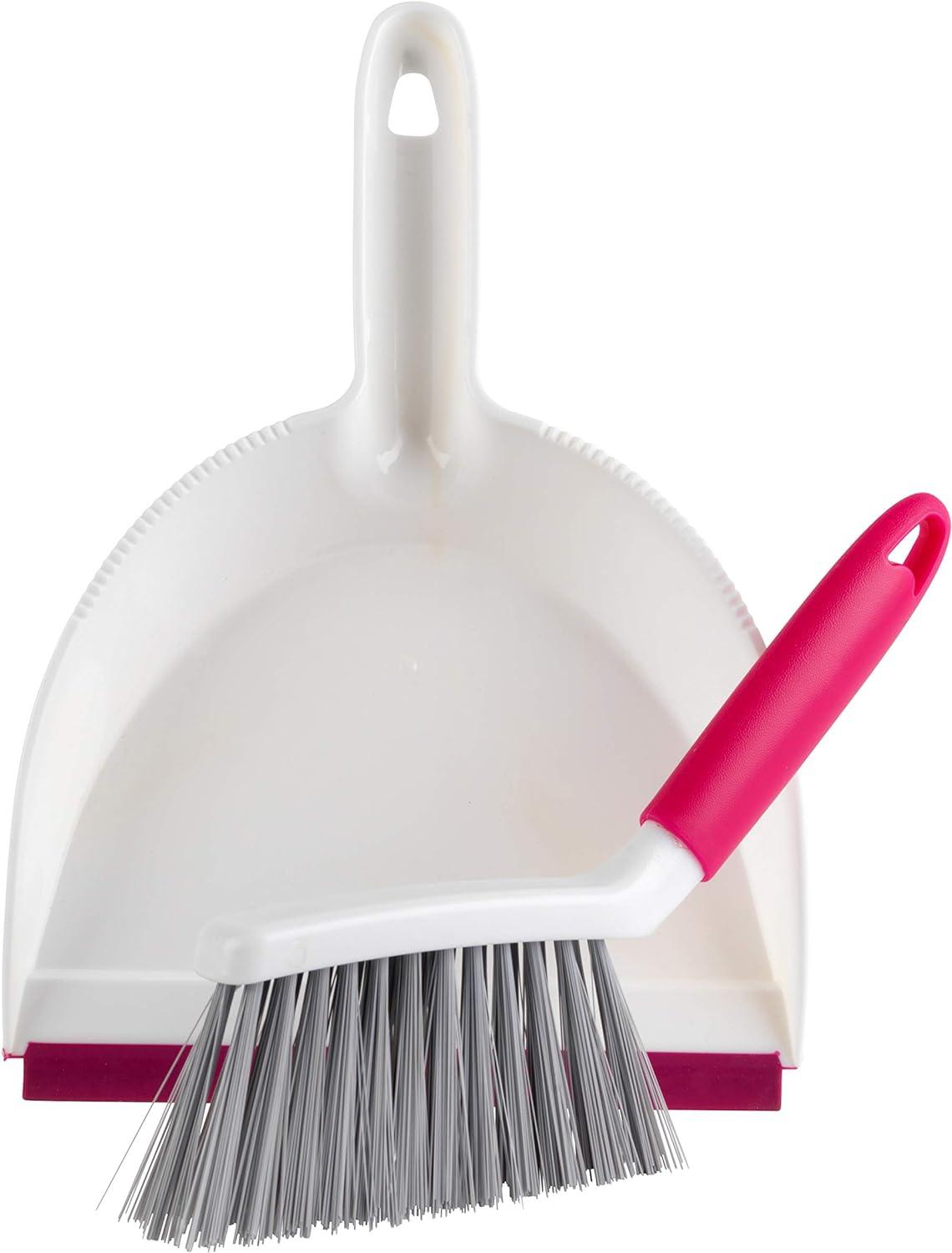 Kleeneze Antibac Dustpan and Brush Set - Handheld Sweeping Brush with Shovel, Bristles Treated with Silver Phosphate, Flexible Lip Picks Up Dust, Pet Hair, Crumbs & Dirt, Ergonomic Grip