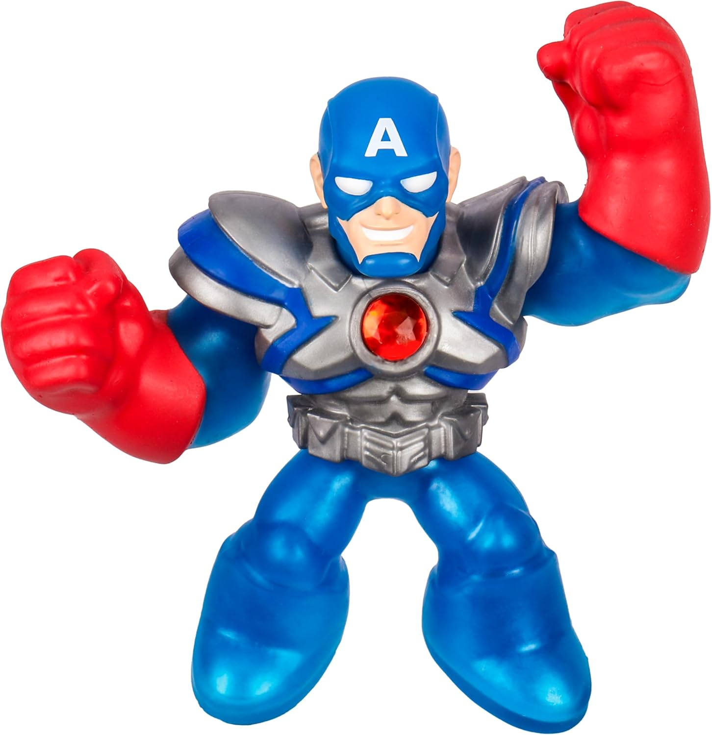 Heroes of Goo Jit Zu Marvel Infinity Armor Captain America, Stretchy Action Figure, Super Stretchy with Unique Squishy Metallic Gel Filling