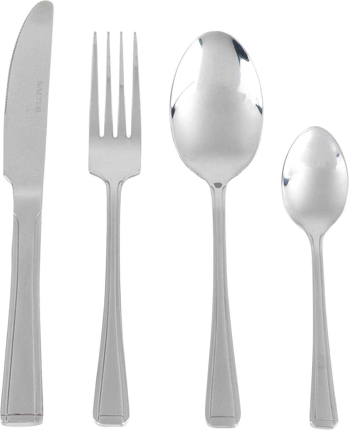 Salter Elegance Buxton 16 Piece Cutlery Set - Stainless Steel Service For 4 People, Tableware Including Forks, Knives, Teaspoons and Table Spoons, Dishwasher Safe Flatware, 15 Year Guarantee