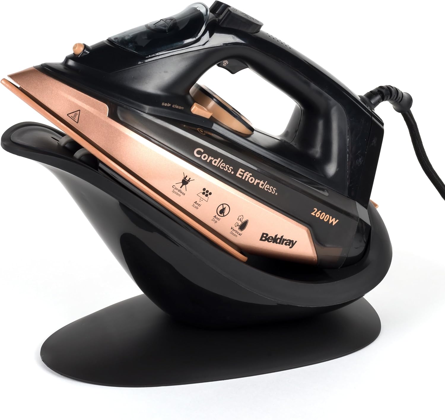Beldray 2 In 1 Handheld Steam Iron – Large Cordless Steam Station, Ceramic Soleplate, 300ml Water Tank, Anti-Calc Function, Use Corded/Cordless, Powerful Steam Burst, Spray Function, 2600W