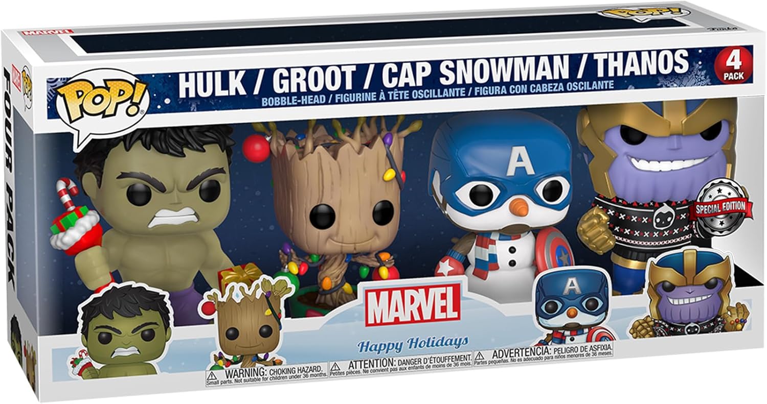 POP! Marvel: Holiday - Hulk, Groot, Captain America Snowman and Thanos - 4PK