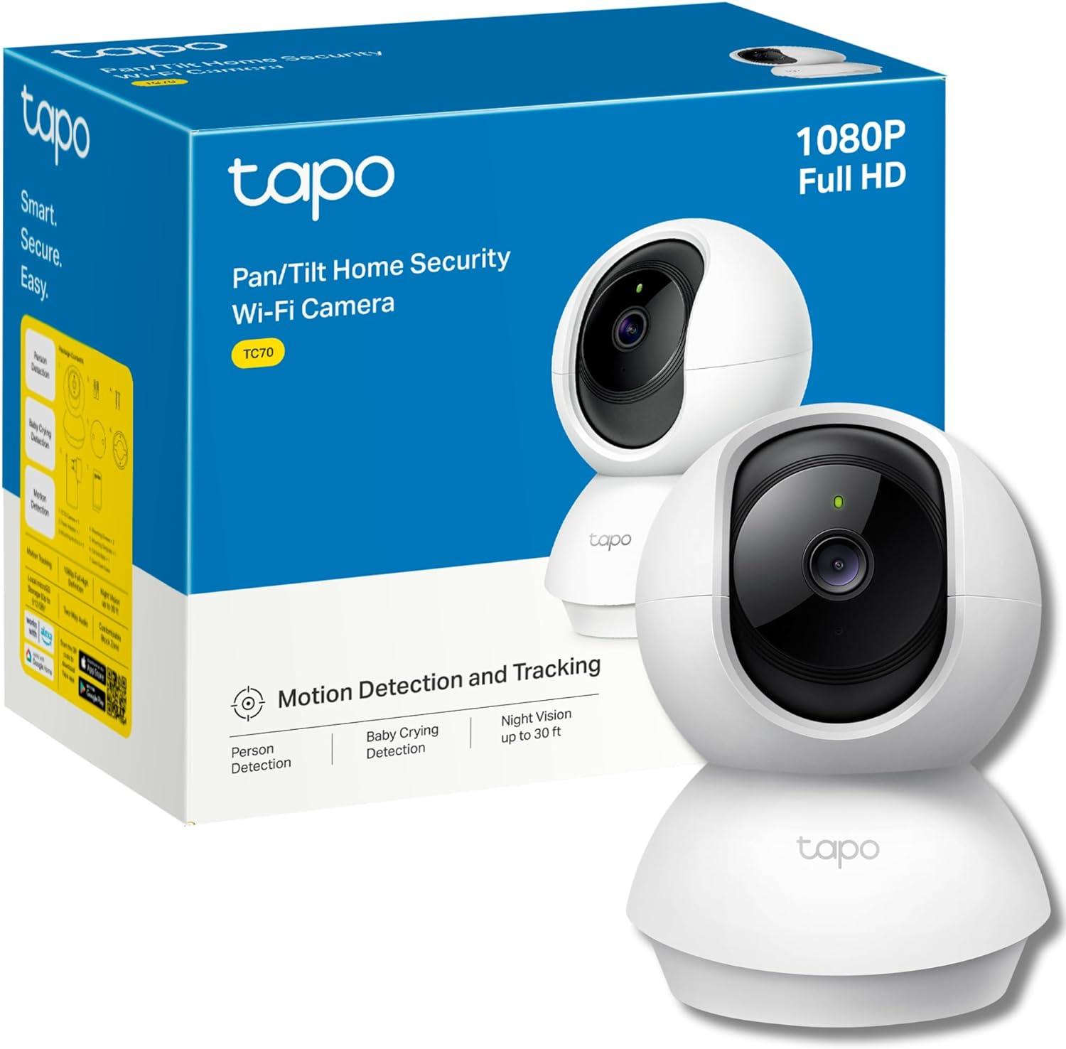 Tapo Pan/Tilt Smart Security Camera, Baby Monitor, Indoor CCTV, 360° Rotational Views, Works with Alexa&Google Home, No Hub Required, 1080p, 2-Way Audio, Night Vision, SD Storage, Device Sharing