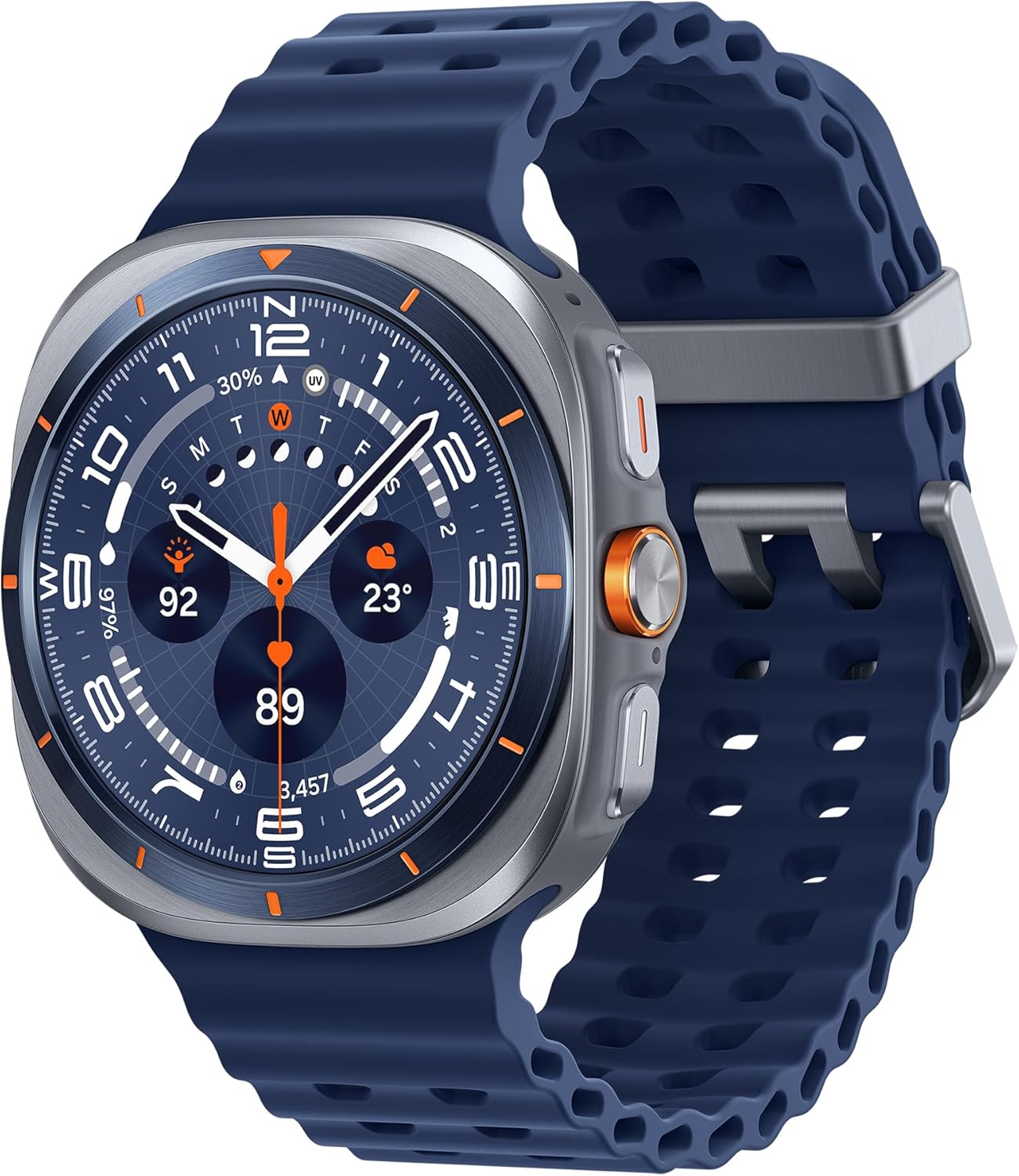 Samsung Galaxy Watch Ultra (2025), AI Smart Watch, Marine Band, Titanium Casing, Cushion Design, Quick Button, 47mm, LTE, Titanium Blue