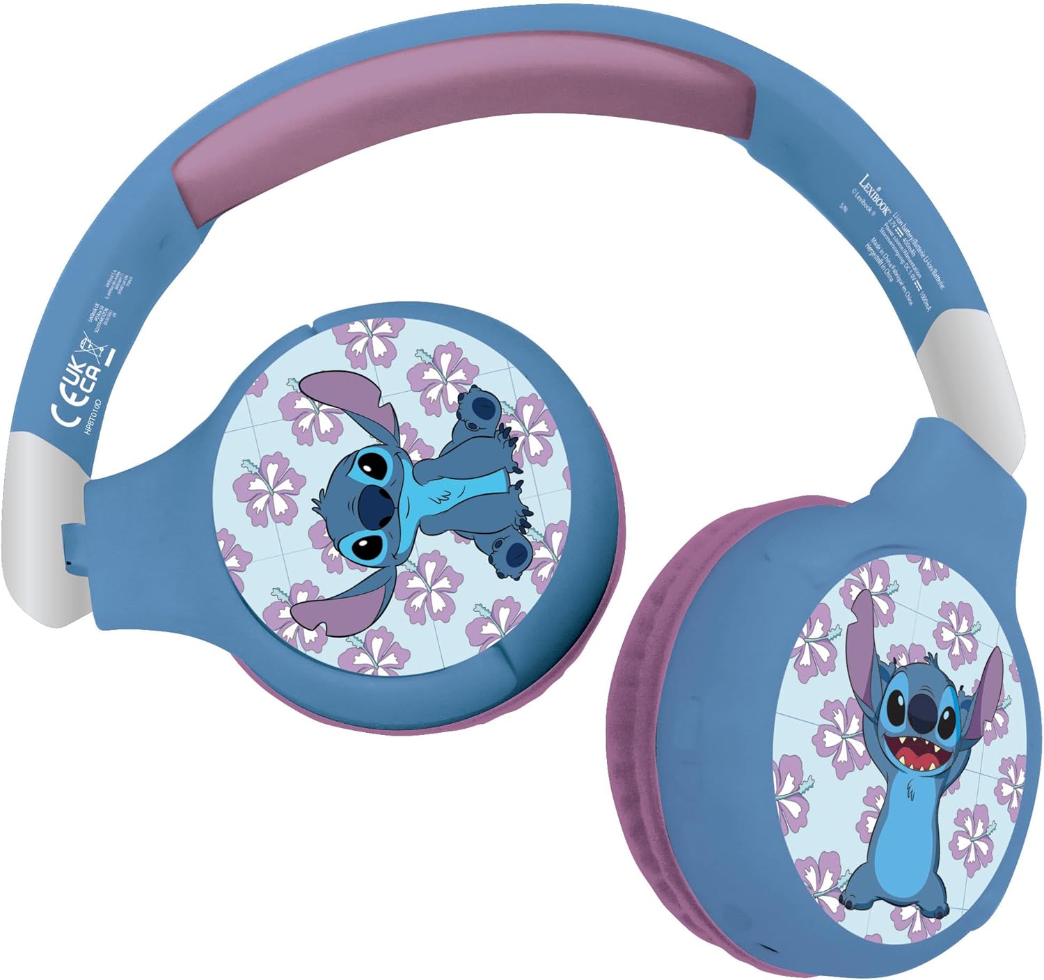 Disney Stitch - 2-in-1 Bluetooth & Wired Headphones with microphone and control button, Foldable and Ajustable, Long lasting rechargeable battery