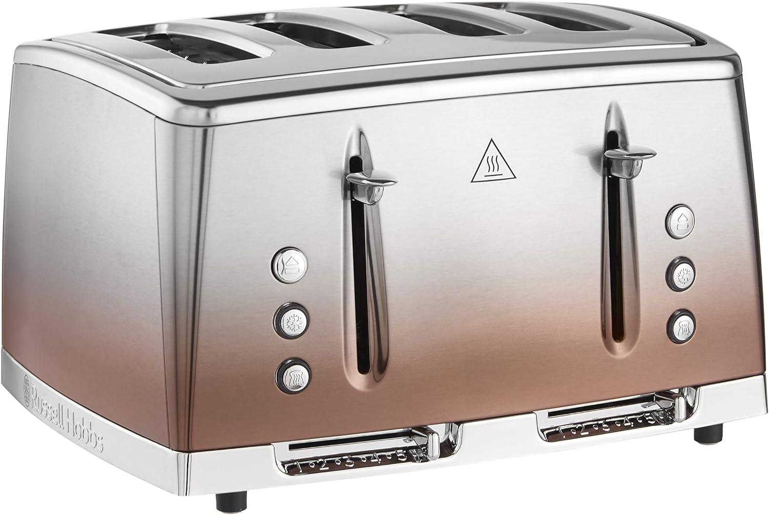 Russell Hobbs 4 Slice Eclipse Toaster with faster toasting technology (Independent slots, Lift & look, 6 Browning levels, Frozen/Cancel/Reheat with indicator lights, 850W, Copper Sunset)